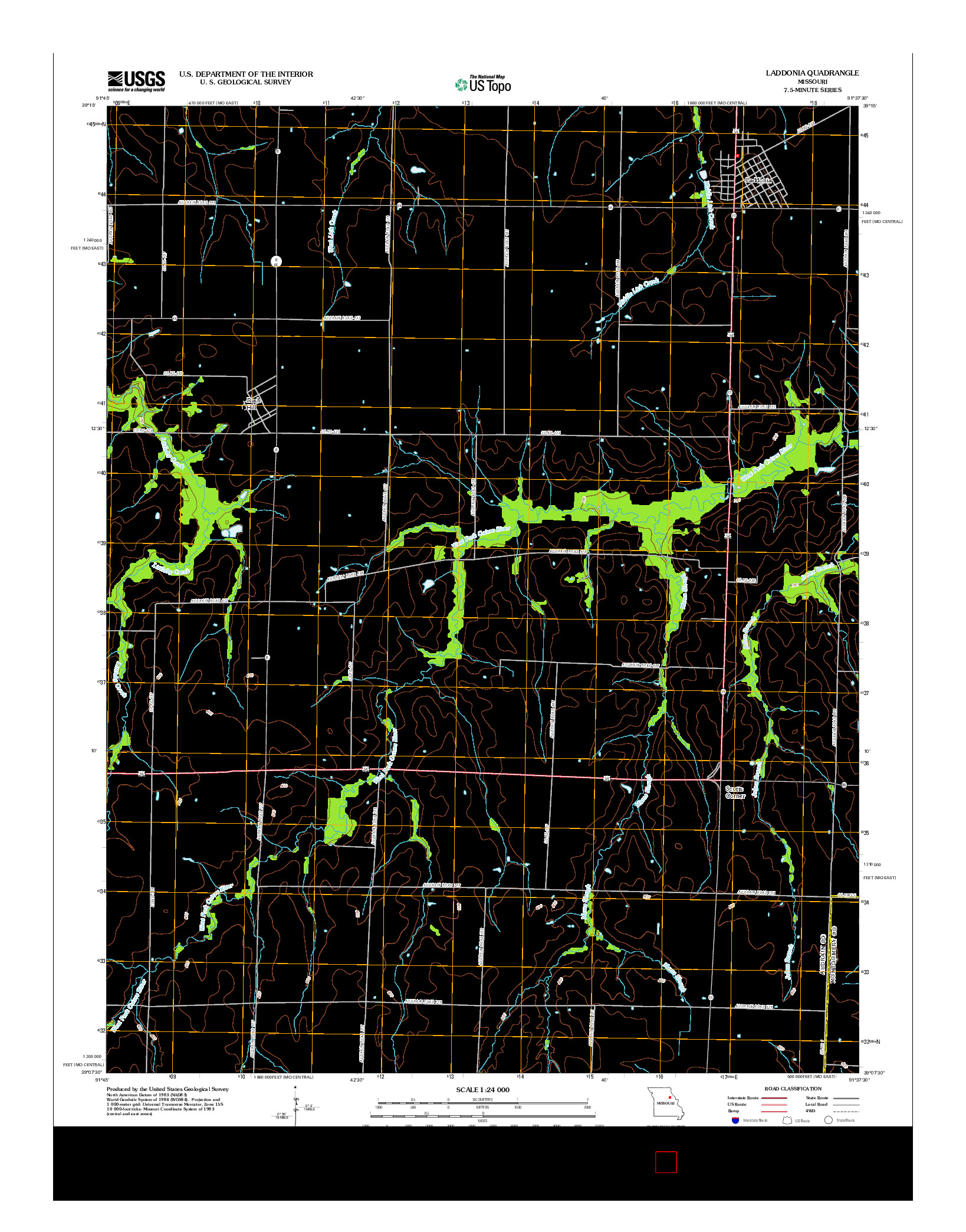 USGS US TOPO 7.5-MINUTE MAP FOR LADDONIA, MO 2012