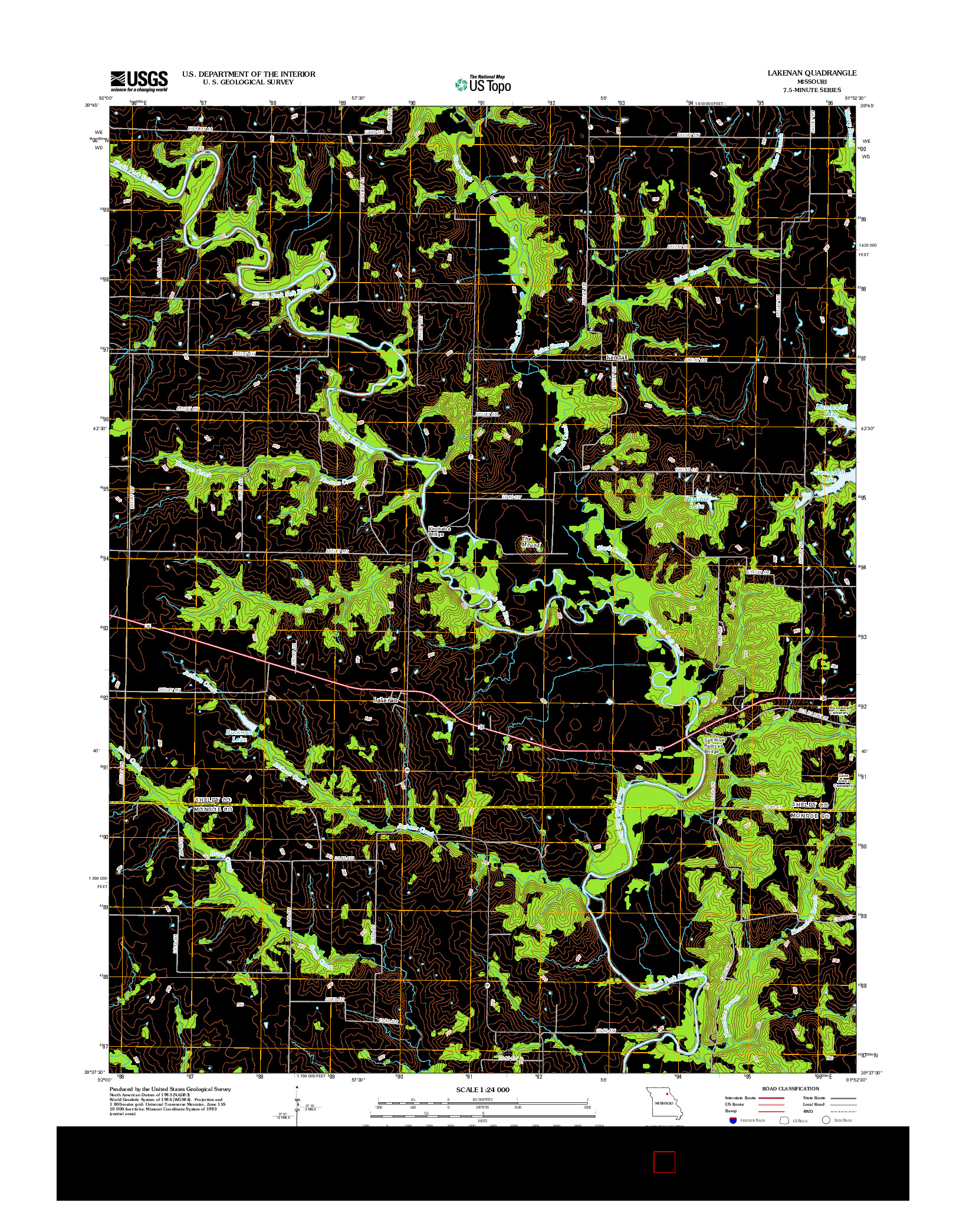 USGS US TOPO 7.5-MINUTE MAP FOR LAKENAN, MO 2012