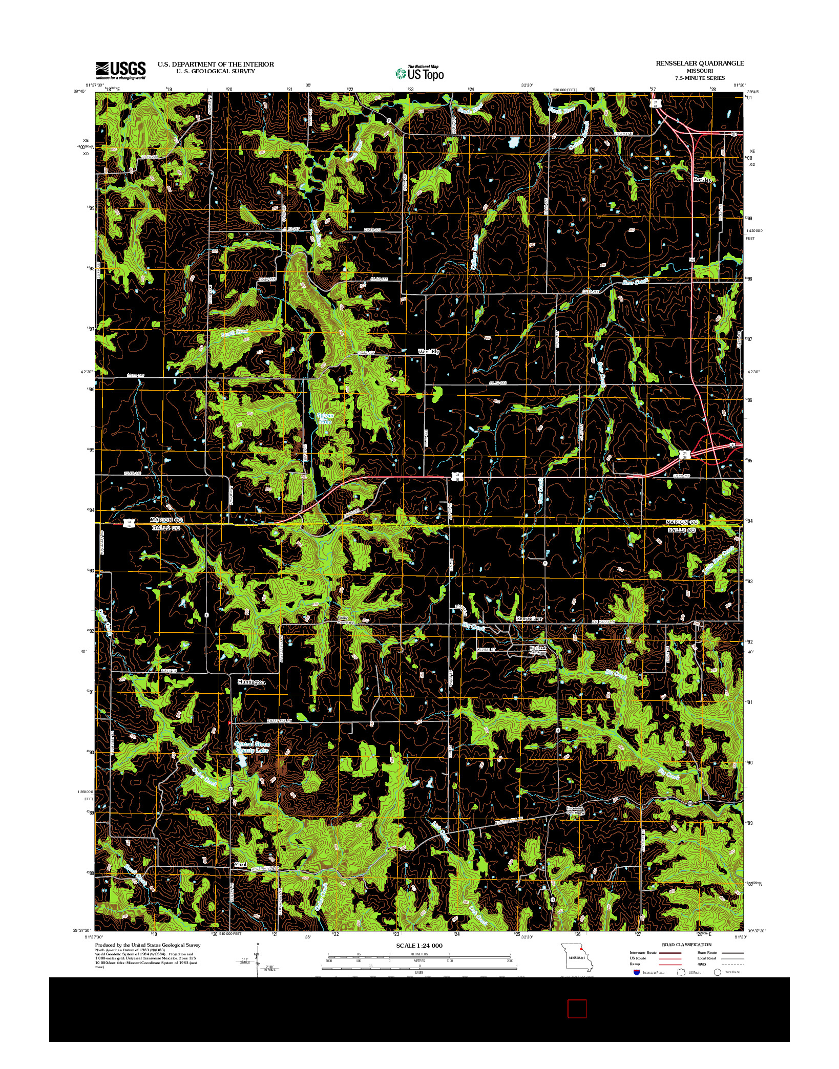 USGS US TOPO 7.5-MINUTE MAP FOR RENSSELAER, MO 2012