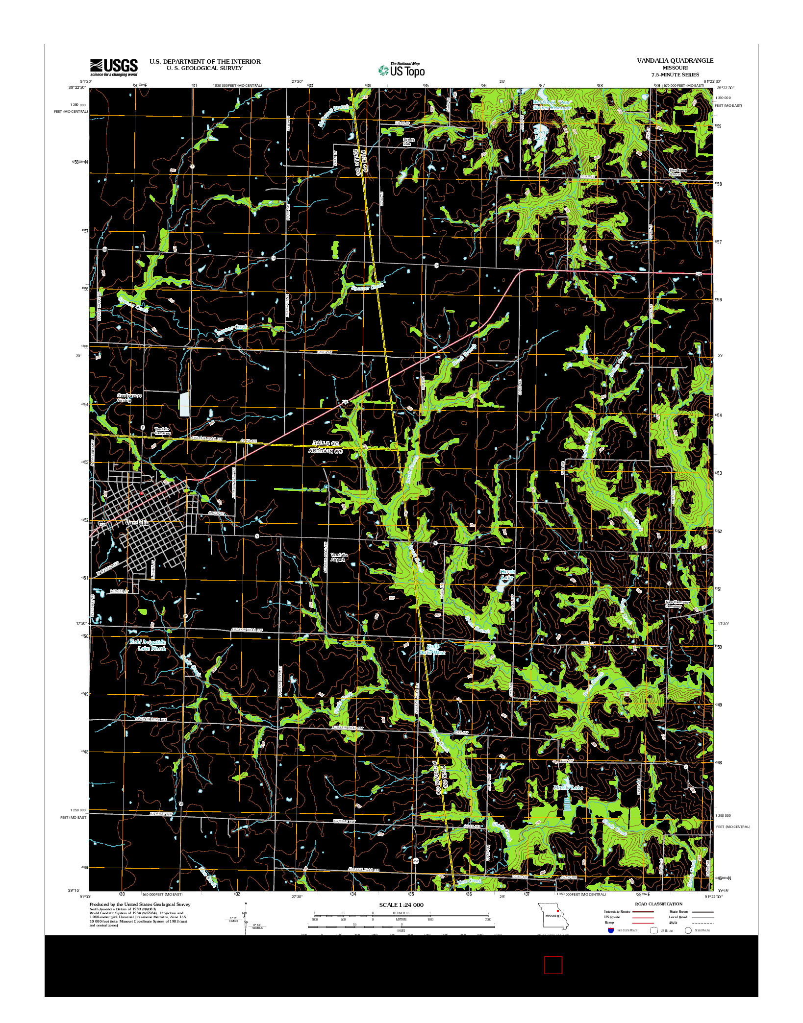 USGS US TOPO 7.5-MINUTE MAP FOR VANDALIA, MO 2012