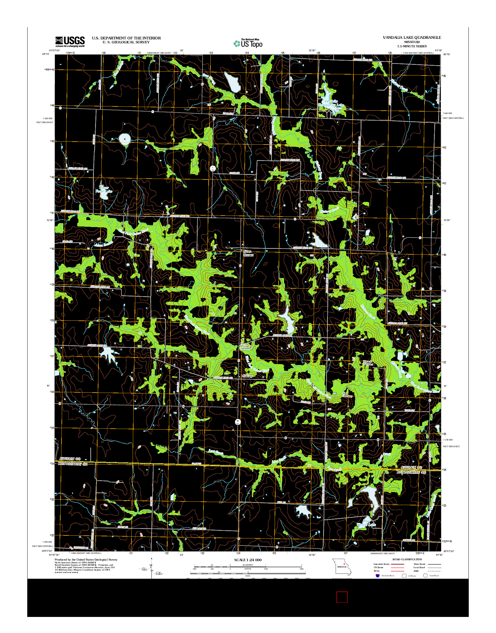 USGS US TOPO 7.5-MINUTE MAP FOR VANDALIA LAKE, MO 2012