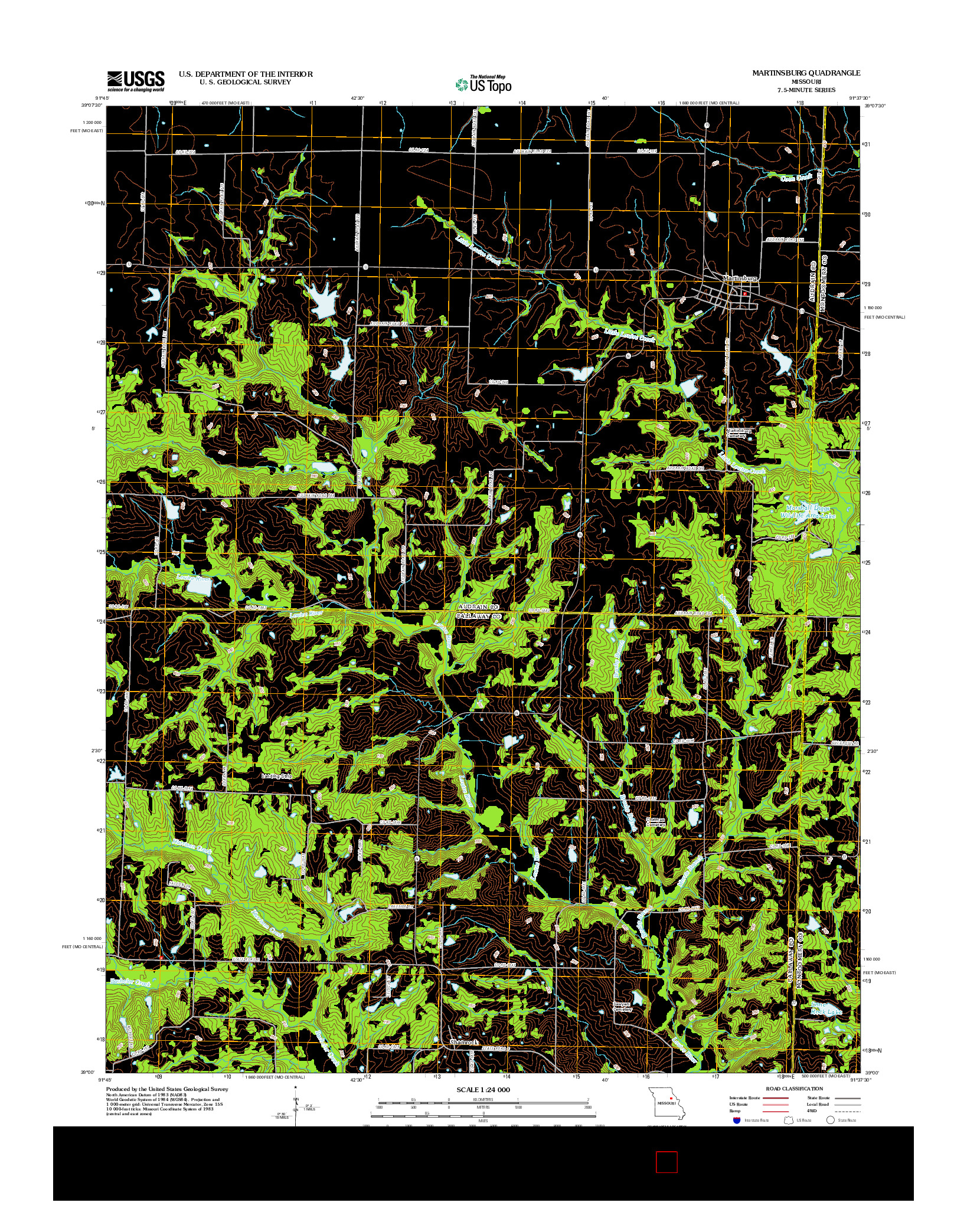 USGS US TOPO 7.5-MINUTE MAP FOR MARTINSBURG, MO 2012