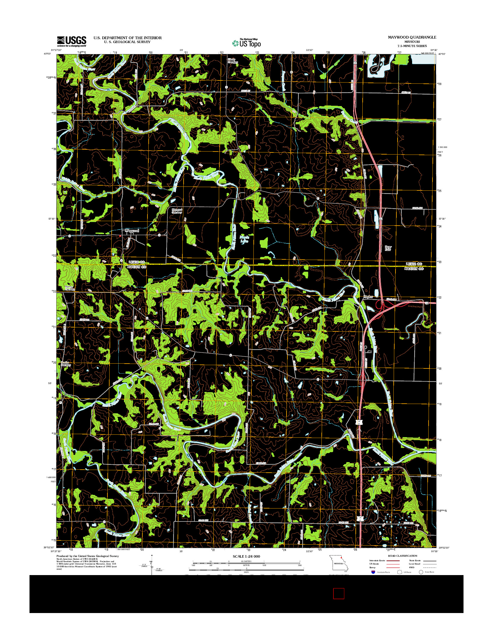 USGS US TOPO 7.5-MINUTE MAP FOR MAYWOOD, MO 2012