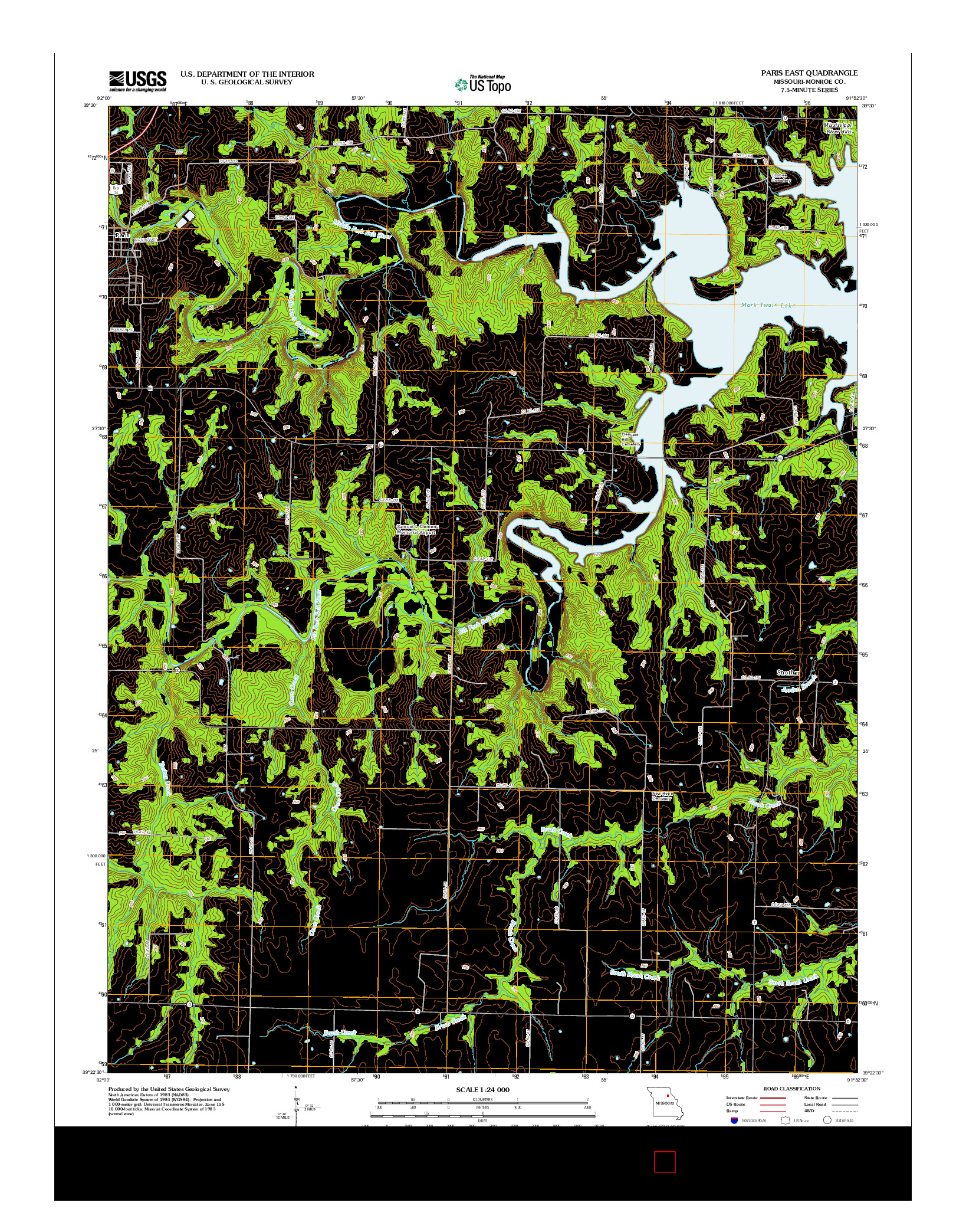USGS US TOPO 7.5-MINUTE MAP FOR PARIS EAST, MO 2012