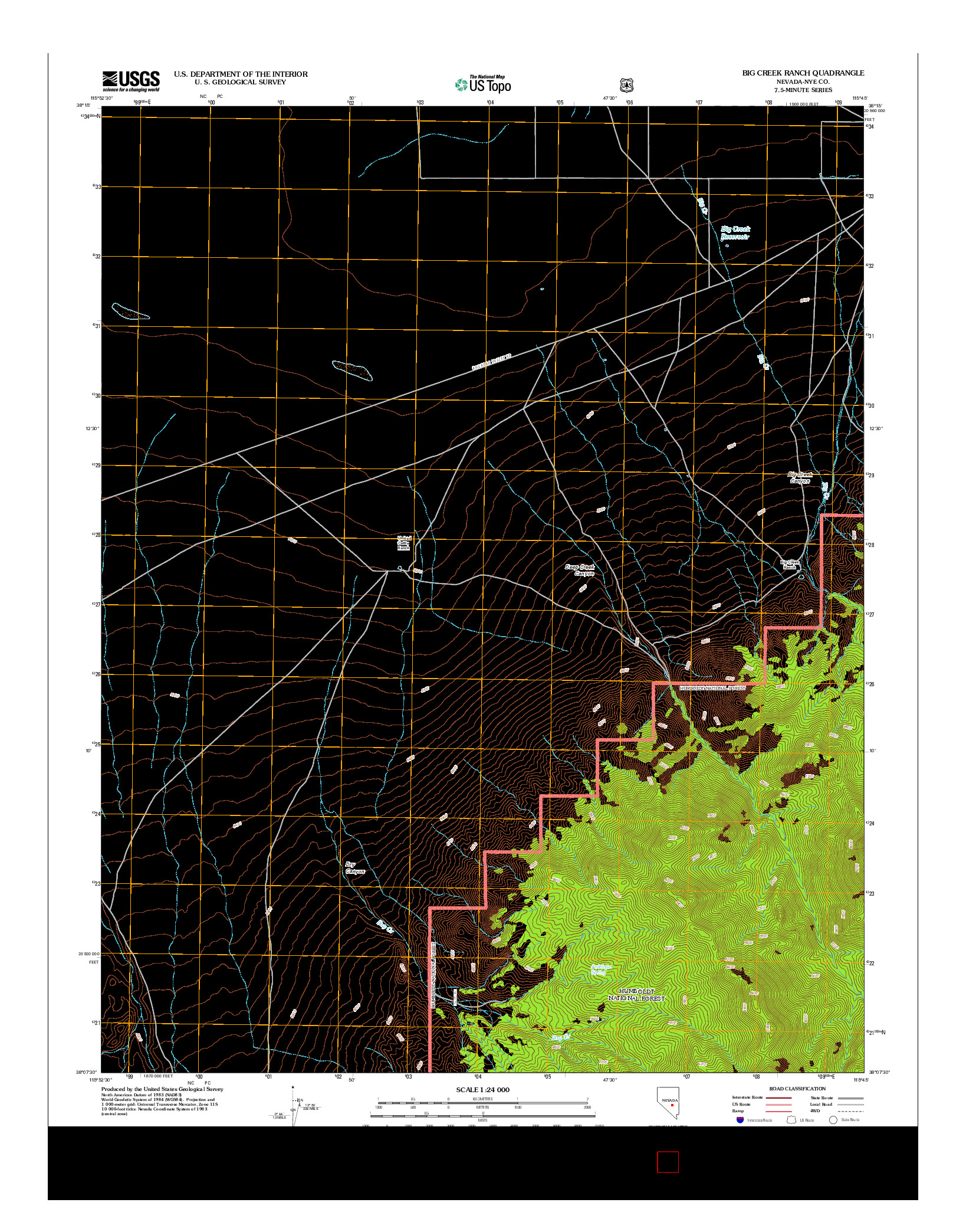 USGS US TOPO 7.5-MINUTE MAP FOR BIG CREEK RANCH, NV 2012