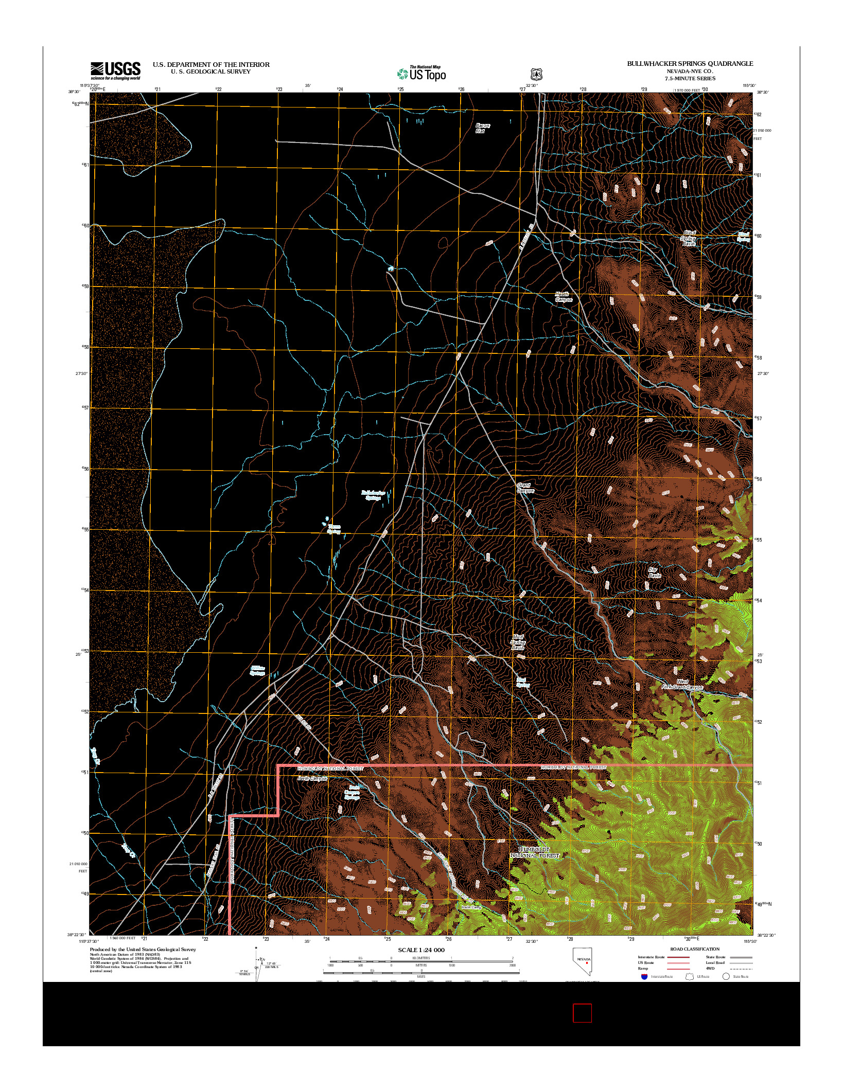 USGS US TOPO 7.5-MINUTE MAP FOR BULLWHACKER SPRINGS, NV 2012
