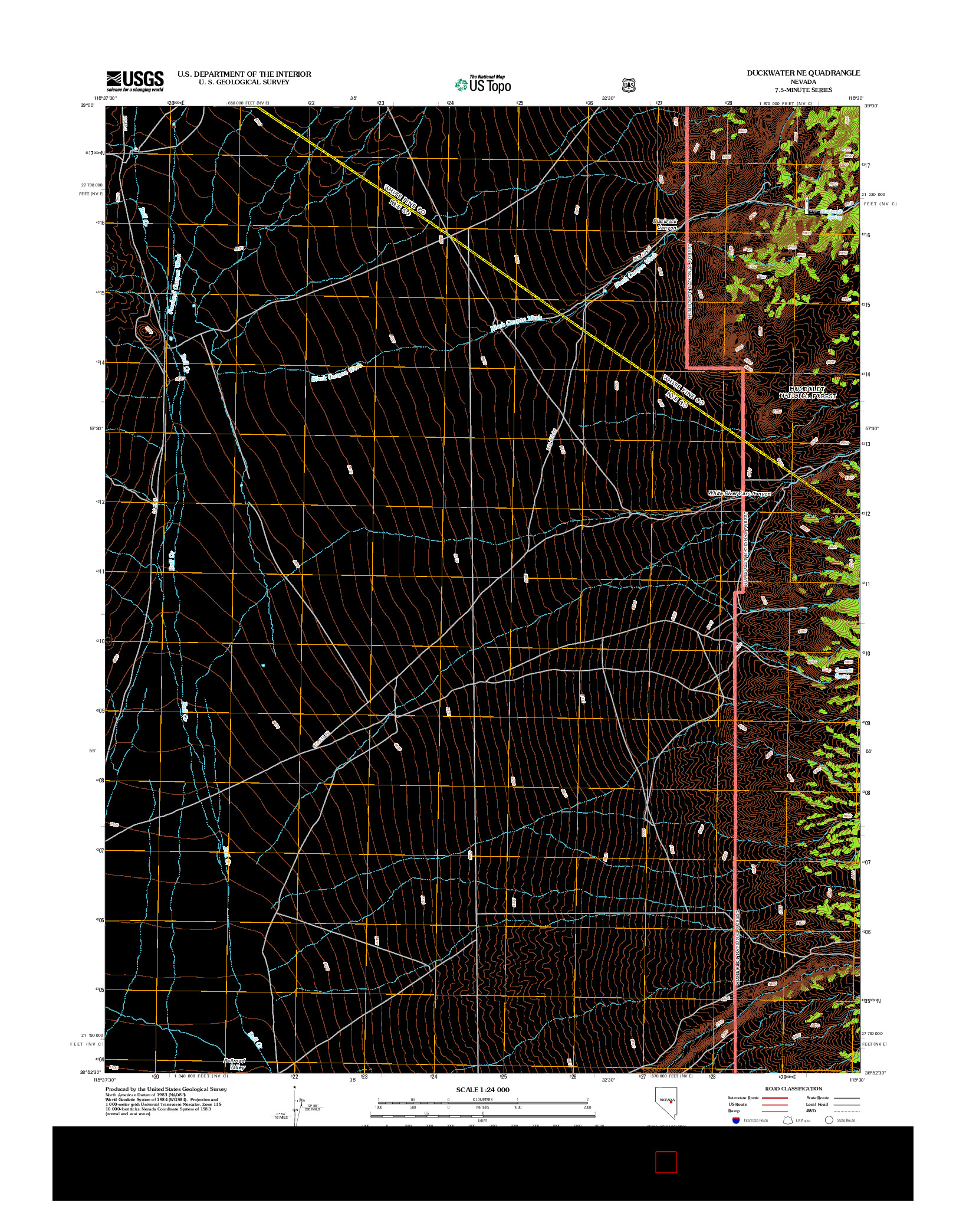 USGS US TOPO 7.5-MINUTE MAP FOR DUCKWATER NE, NV 2012