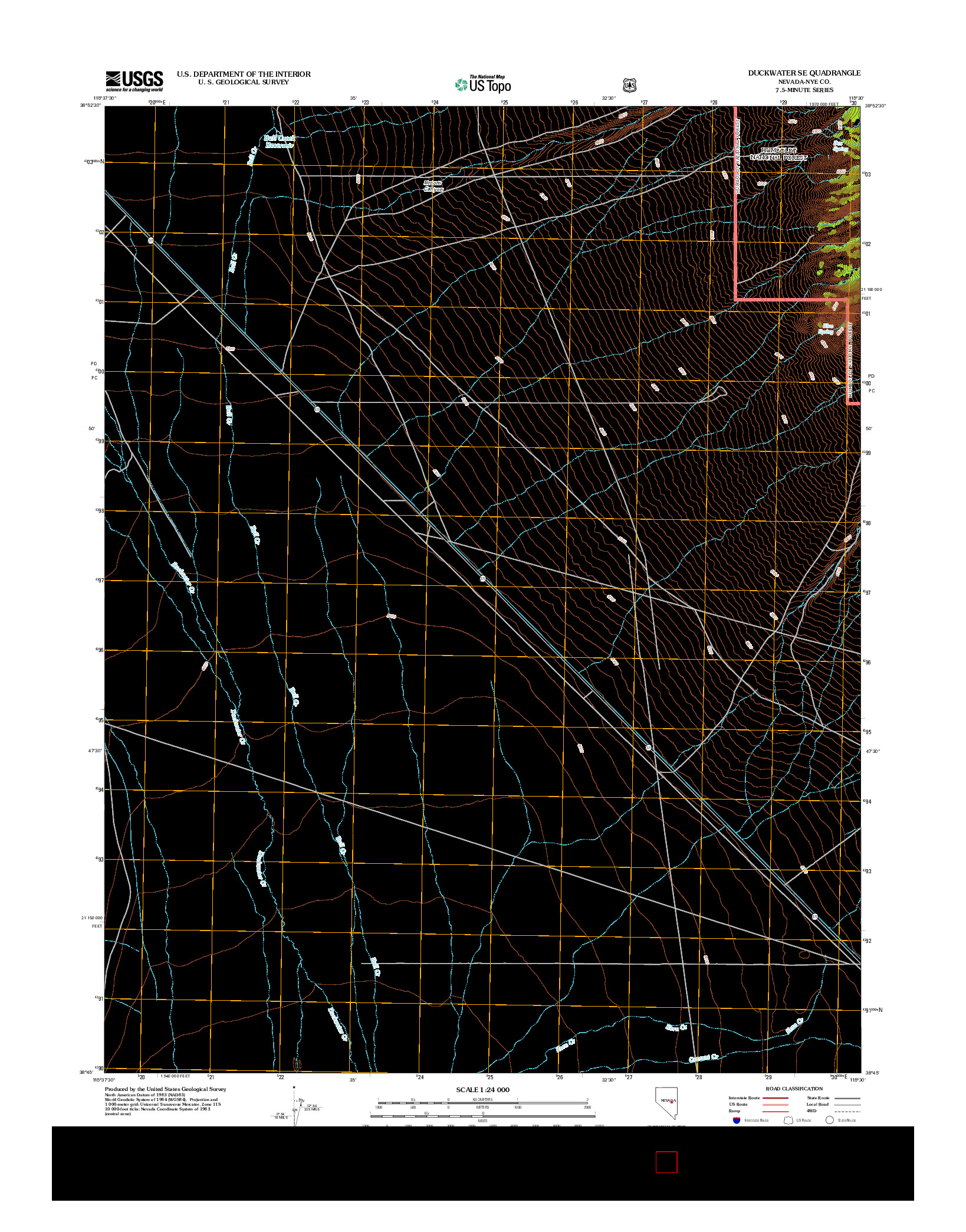 USGS US TOPO 7.5-MINUTE MAP FOR DUCKWATER SE, NV 2012