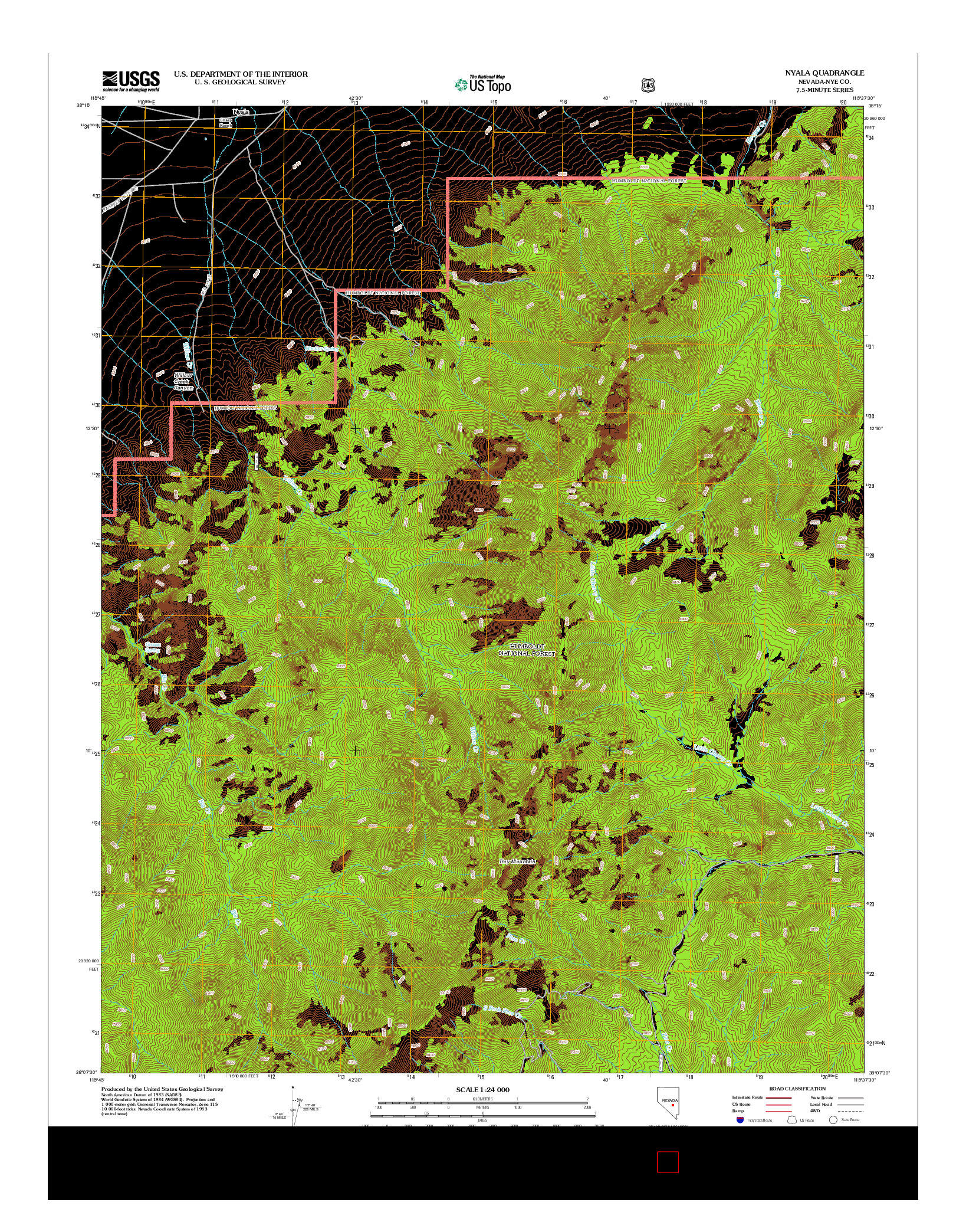 USGS US TOPO 7.5-MINUTE MAP FOR NYALA, NV 2012