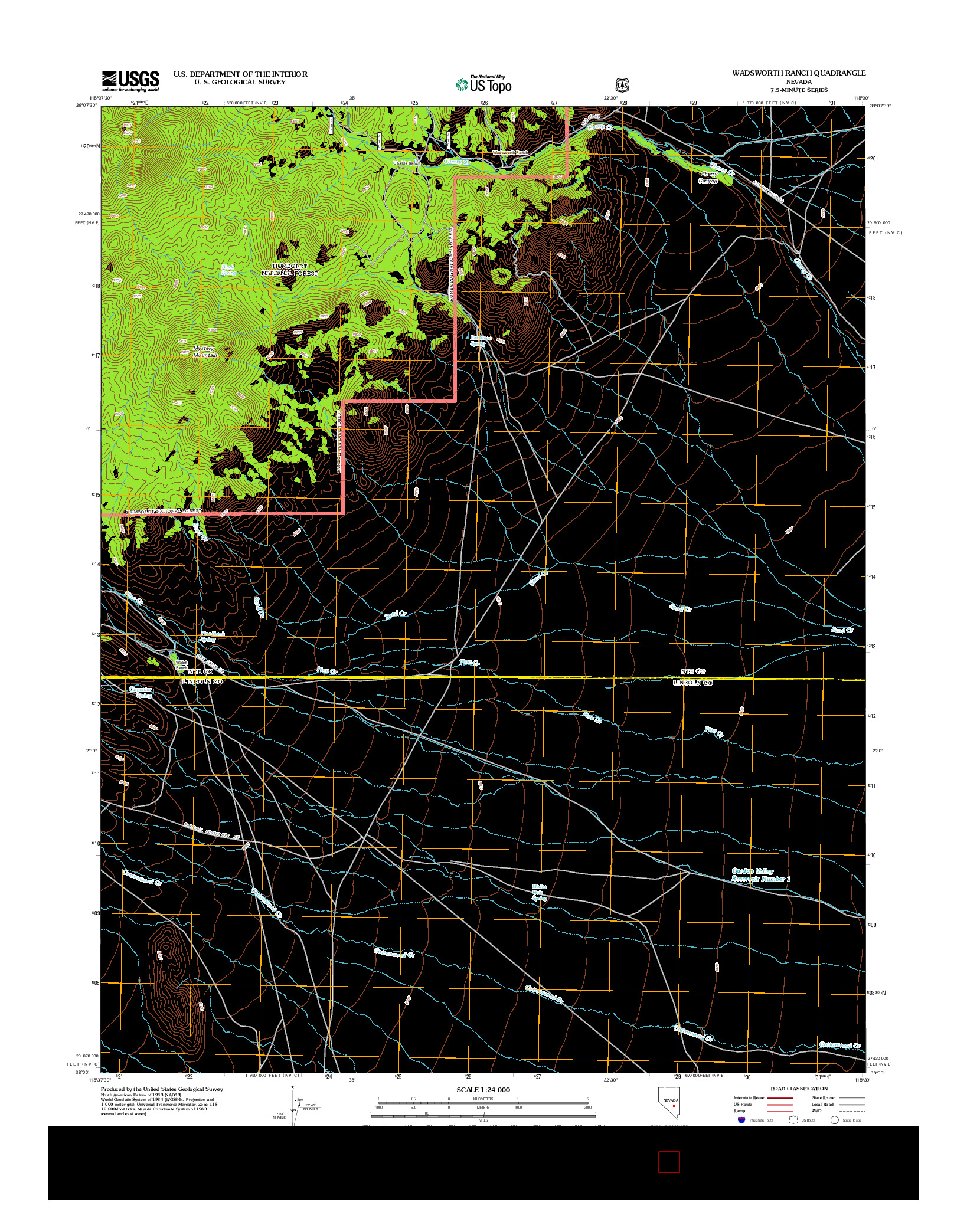 USGS US TOPO 7.5-MINUTE MAP FOR WADSWORTH RANCH, NV 2012