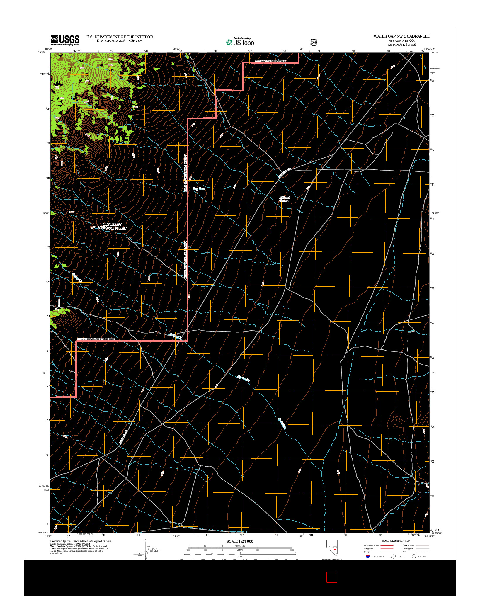 USGS US TOPO 7.5-MINUTE MAP FOR WATER GAP NW, NV 2012