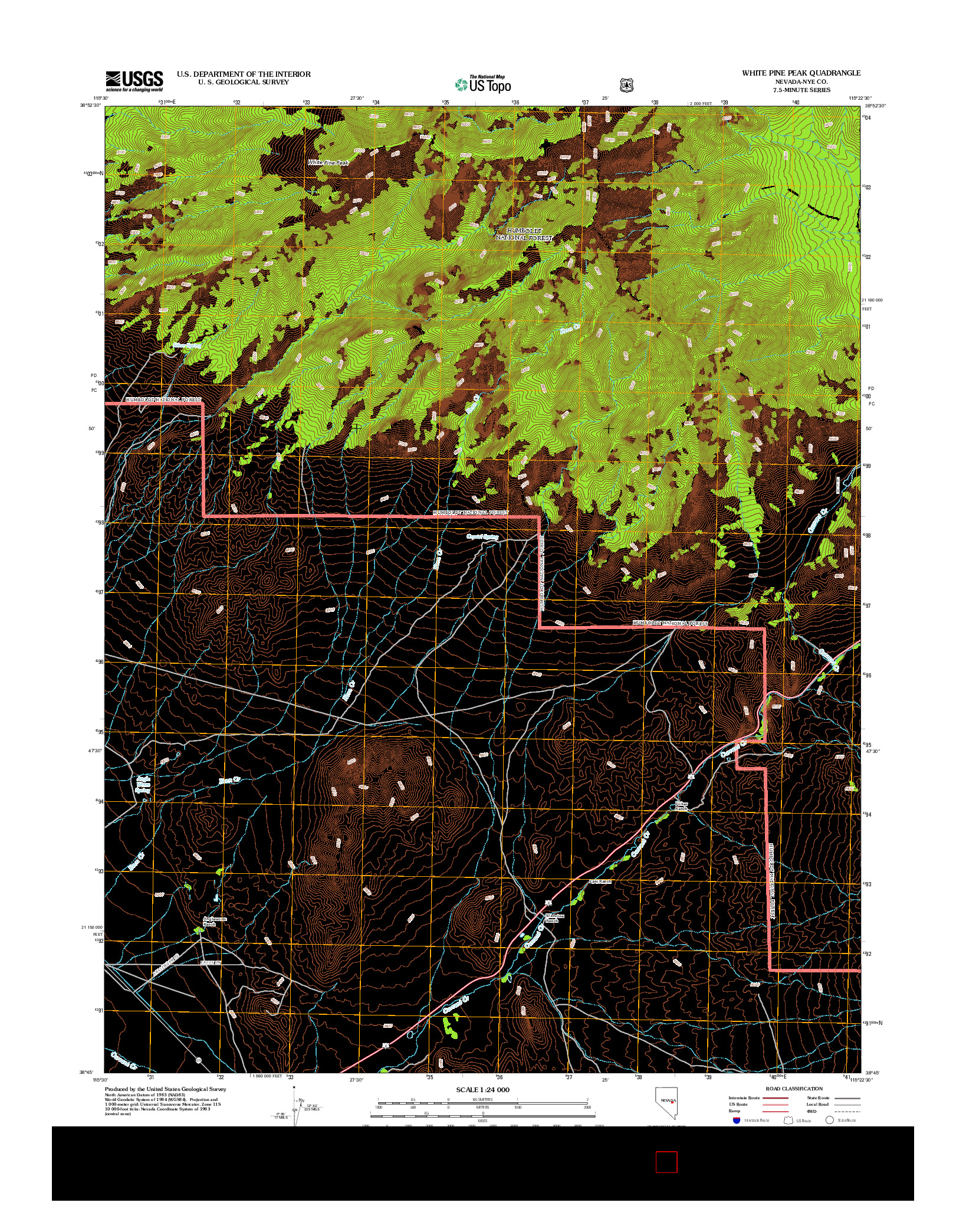 USGS US TOPO 7.5-MINUTE MAP FOR WHITE PINE PEAK, NV 2012