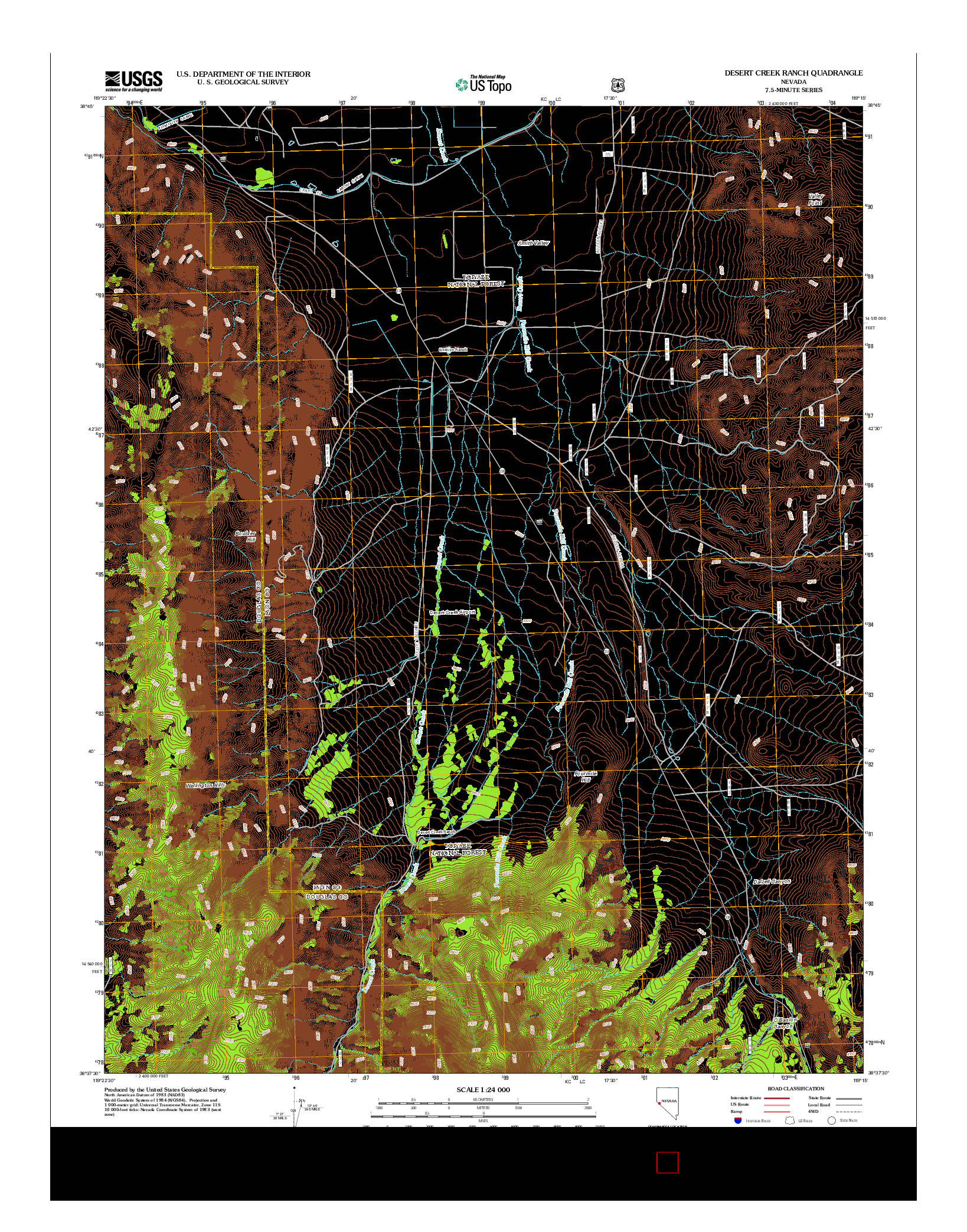 USGS US TOPO 7.5-MINUTE MAP FOR DESERT CREEK RANCH, NV 2012