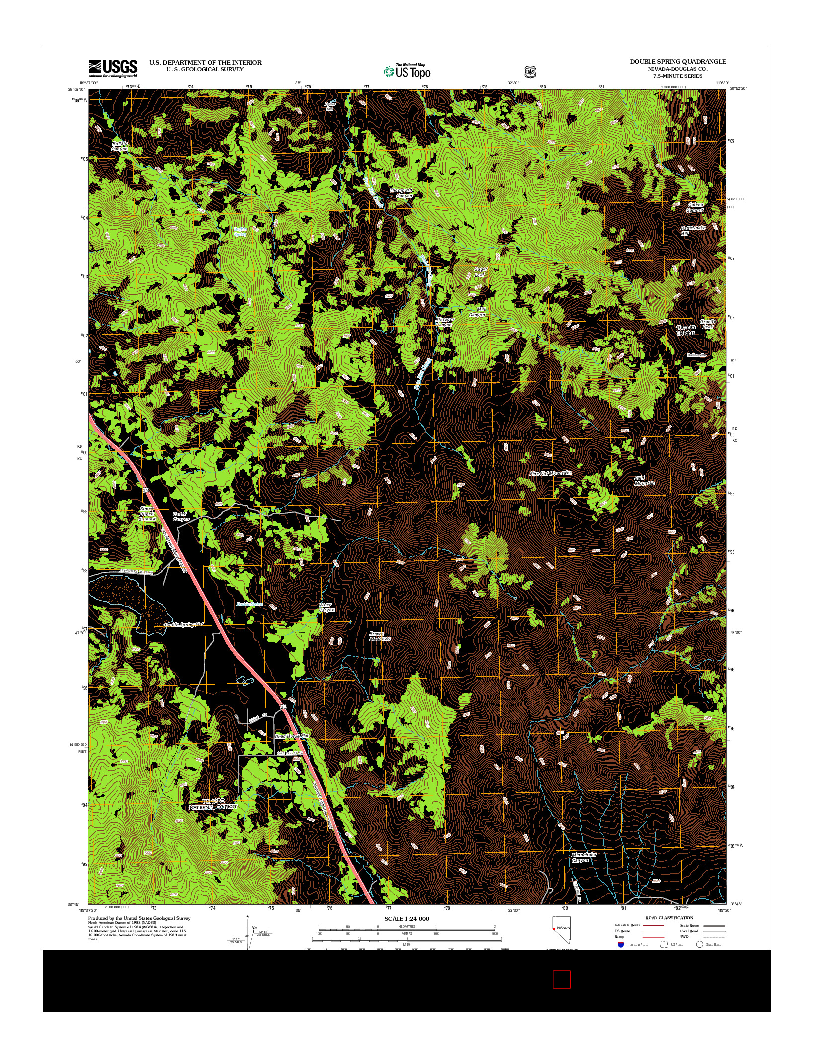 USGS US TOPO 7.5-MINUTE MAP FOR DOUBLE SPRING, NV 2012