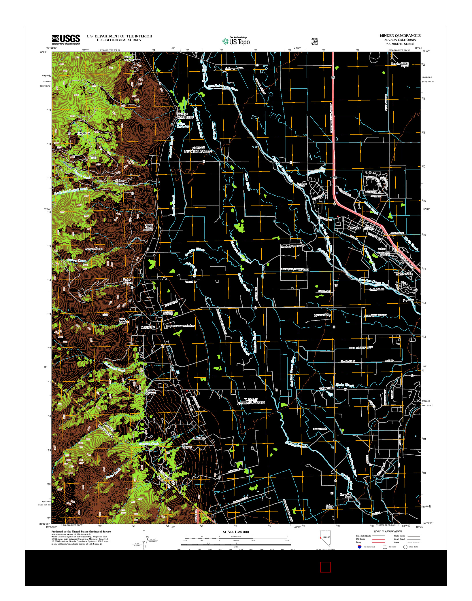 USGS US TOPO 7.5-MINUTE MAP FOR MINDEN, NV-CA 2012