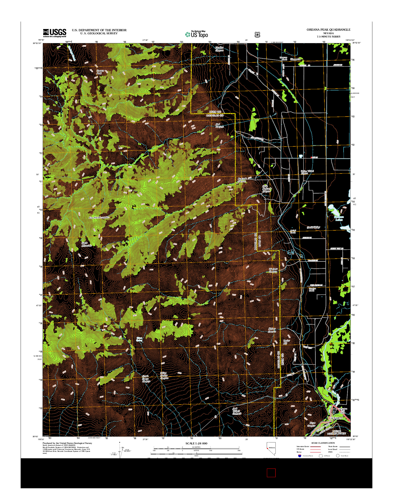 USGS US TOPO 7.5-MINUTE MAP FOR OREANA PEAK, NV 2012