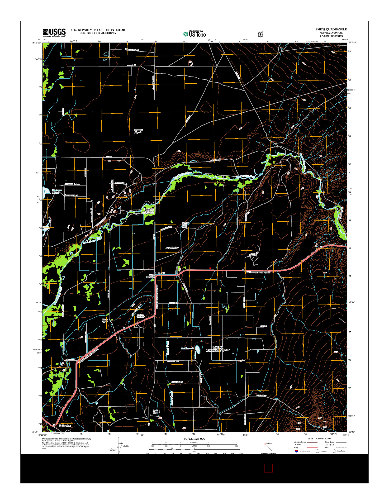 USGS US TOPO 7.5-MINUTE MAP FOR SMITH, NV 2012