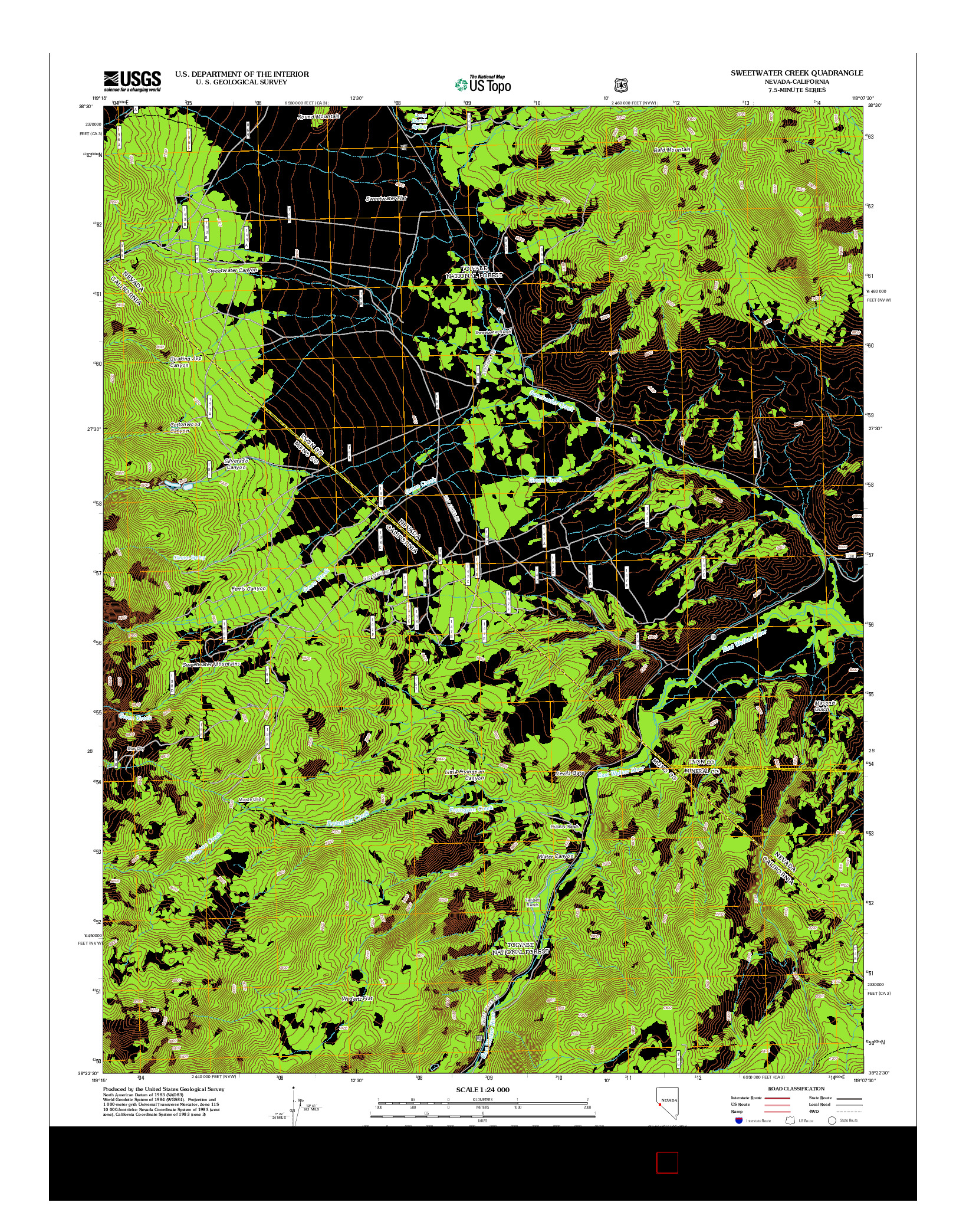 USGS US TOPO 7.5-MINUTE MAP FOR SWEETWATER CREEK, NV-CA 2012