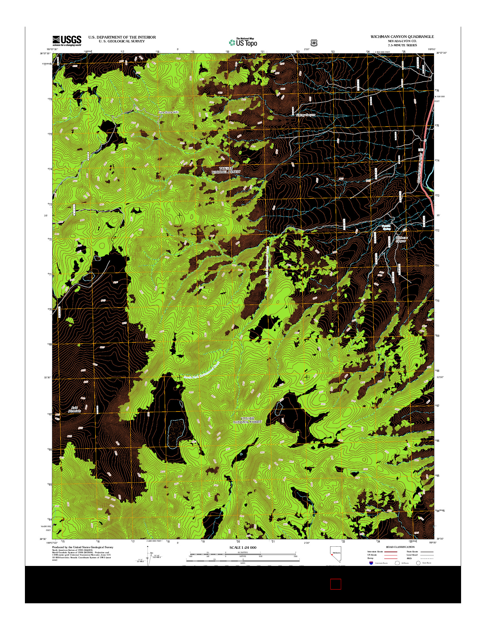 USGS US TOPO 7.5-MINUTE MAP FOR WICHMAN CANYON, NV 2012