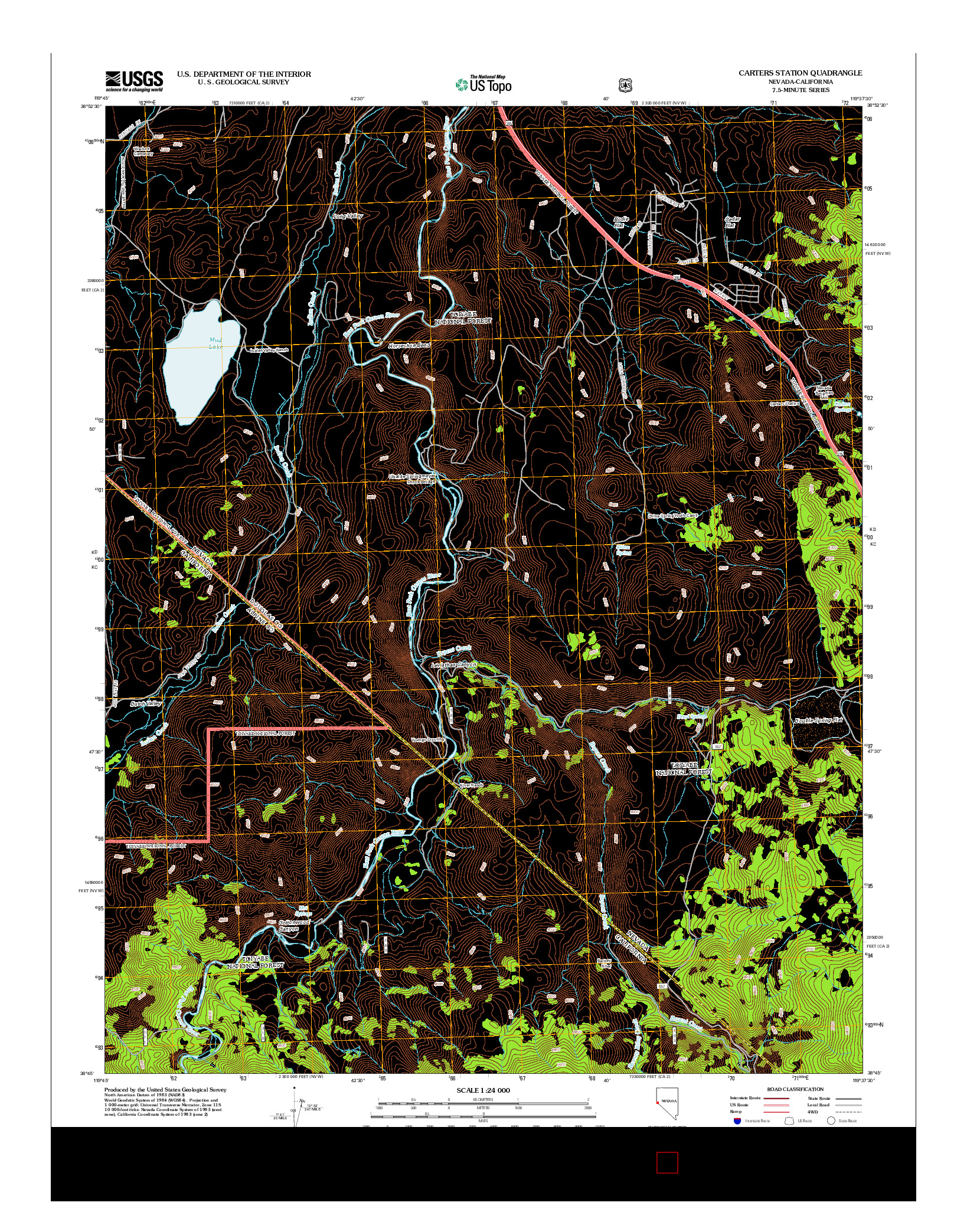 USGS US TOPO 7.5-MINUTE MAP FOR CARTERS STATION, NV-CA 2012
