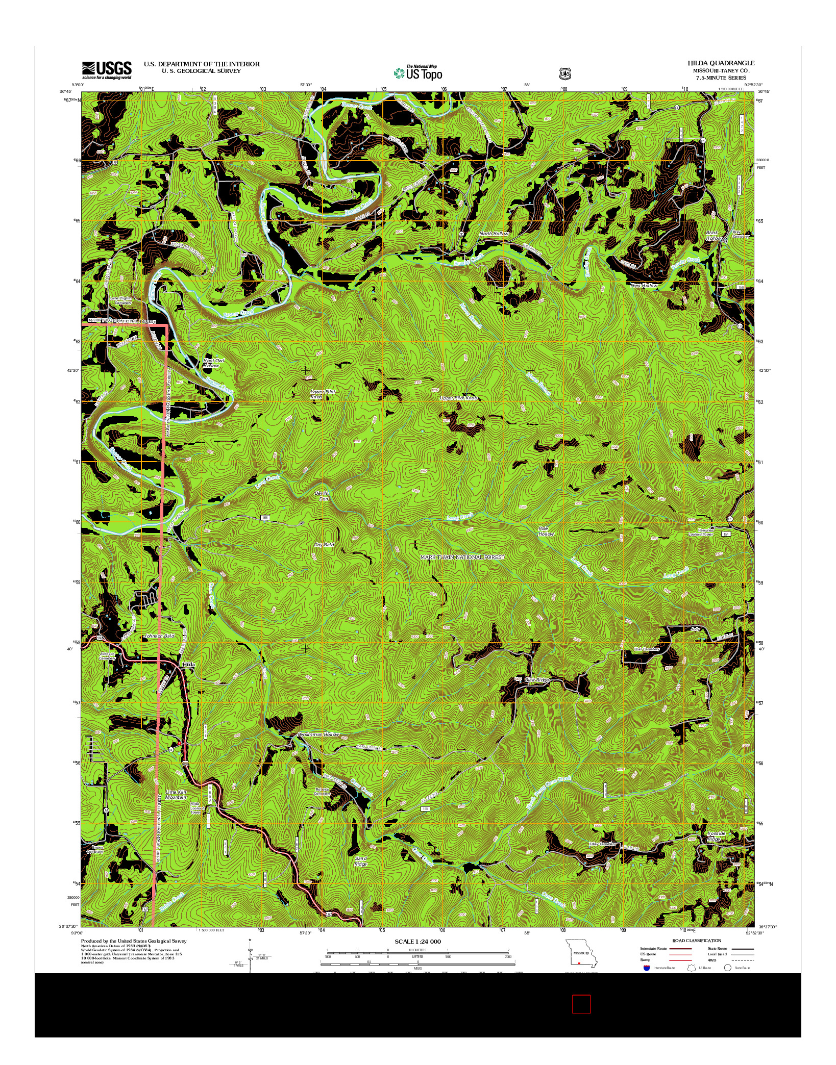 USGS US TOPO 7.5-MINUTE MAP FOR HILDA, MO 2012