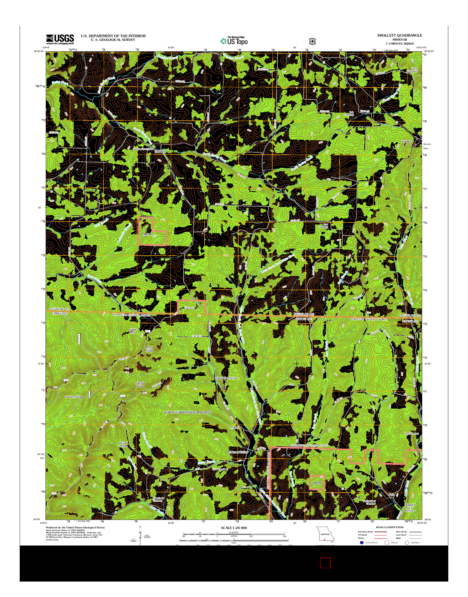 USGS US TOPO 7.5-MINUTE MAP FOR SMALLETT, MO 2012