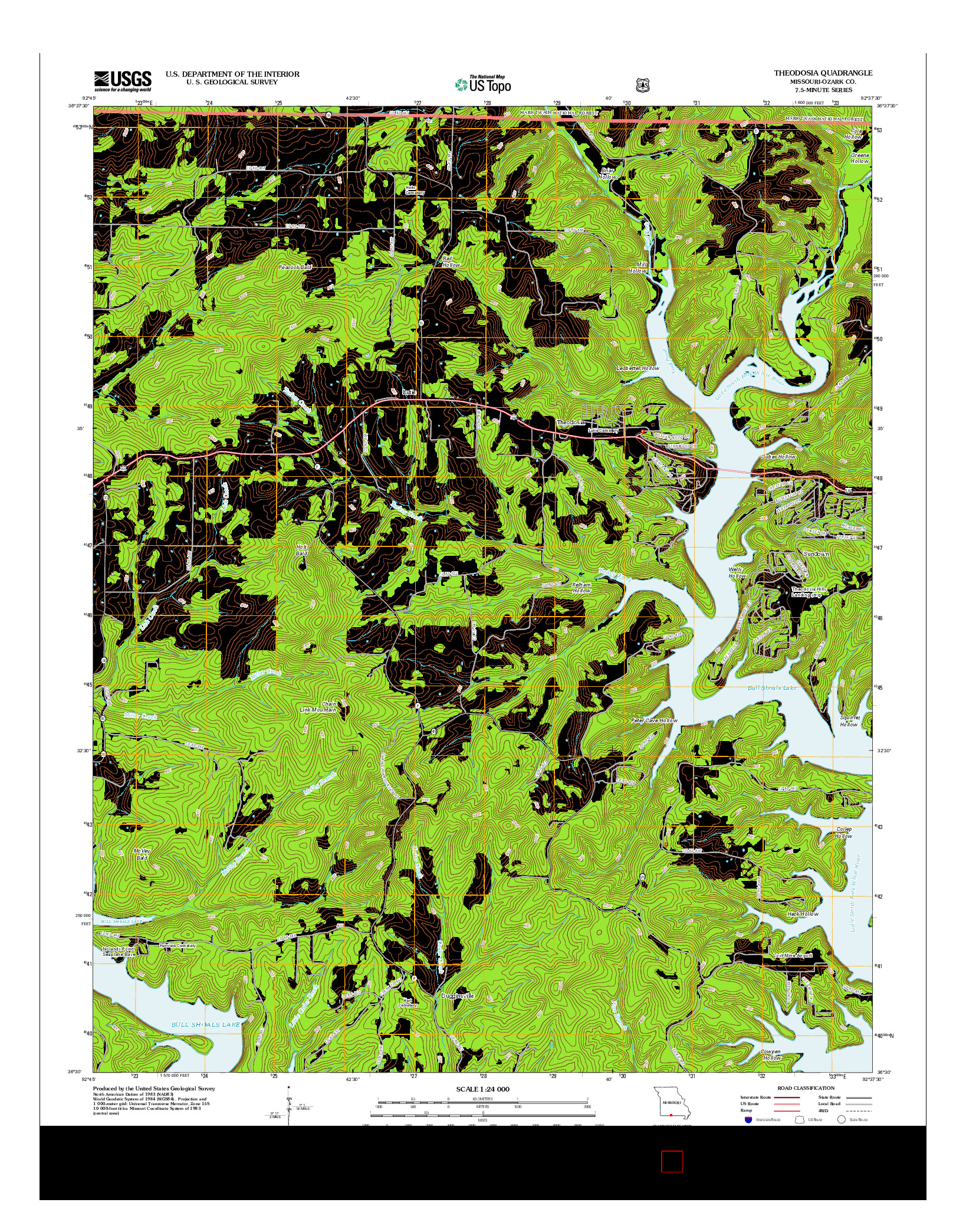 USGS US TOPO 7.5-MINUTE MAP FOR THEODOSIA, MO 2012