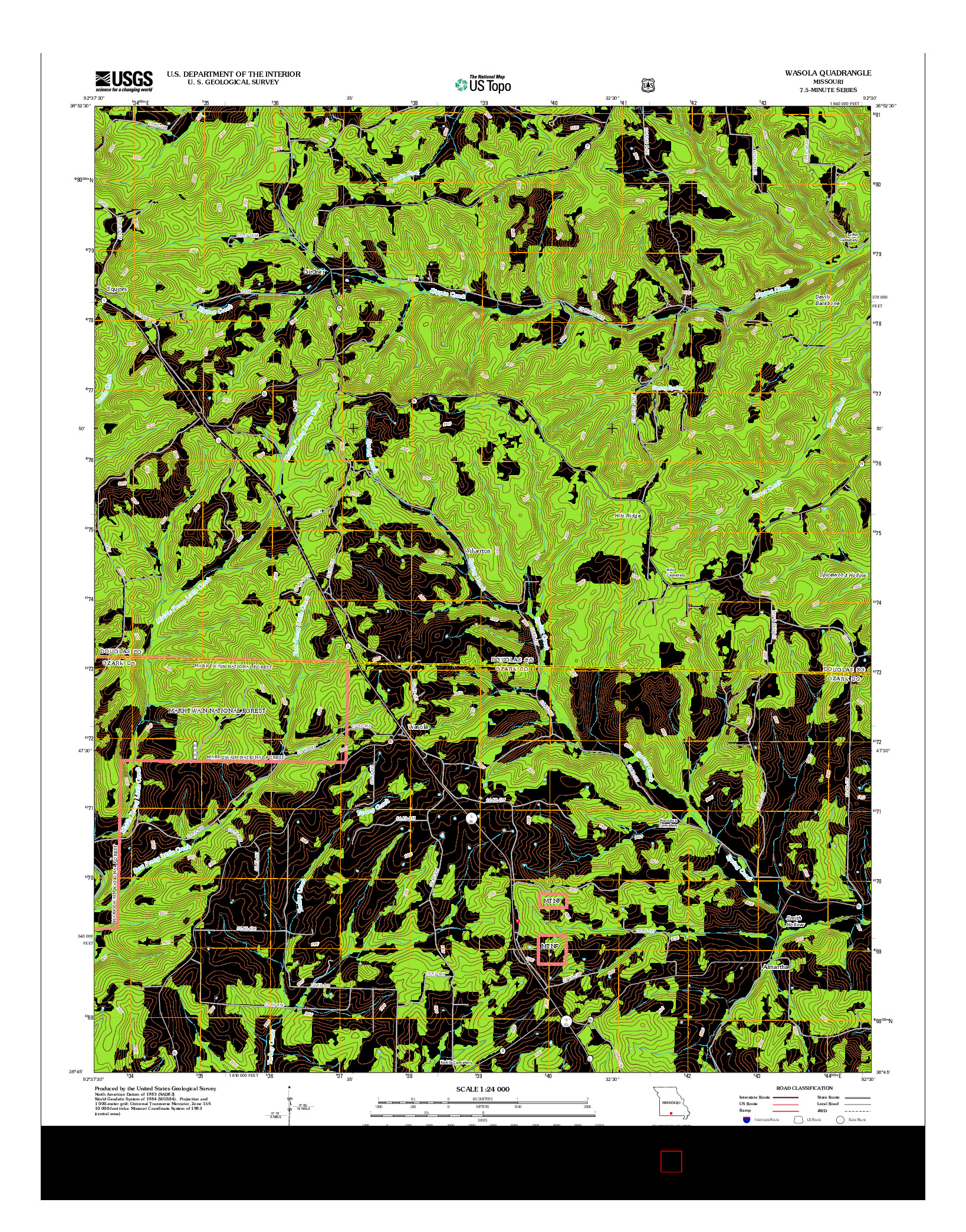 USGS US TOPO 7.5-MINUTE MAP FOR WASOLA, MO 2012