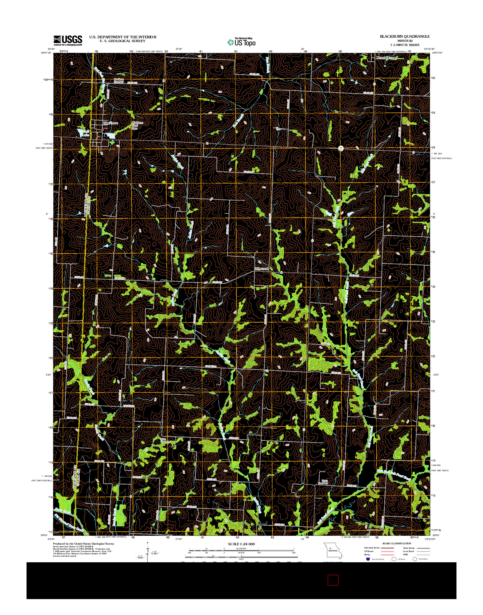 USGS US TOPO 7.5-MINUTE MAP FOR BLACKBURN, MO 2012