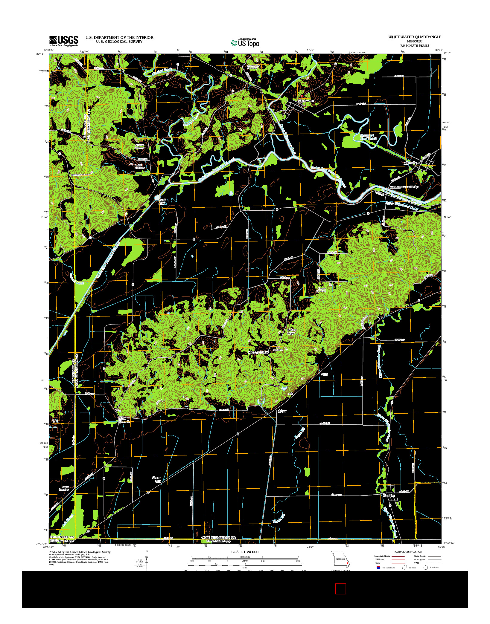 USGS US TOPO 7.5-MINUTE MAP FOR WHITEWATER, MO 2012