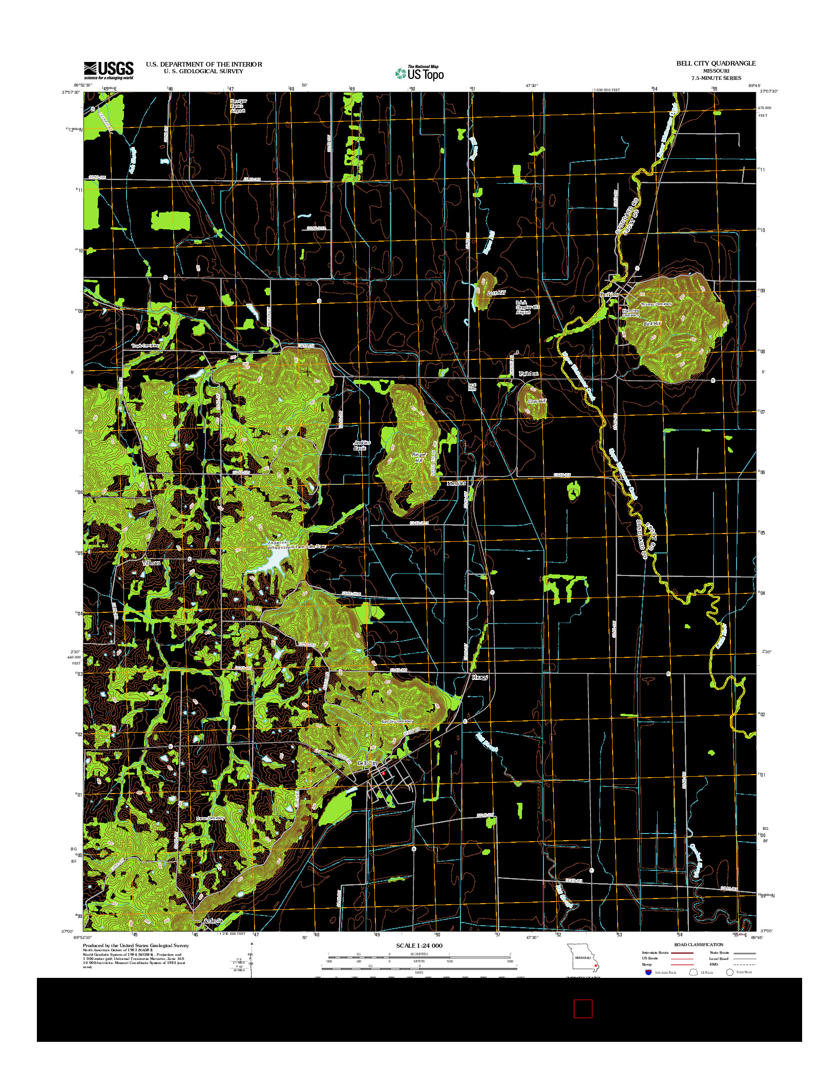 USGS US TOPO 7.5-MINUTE MAP FOR BELL CITY, MO 2012