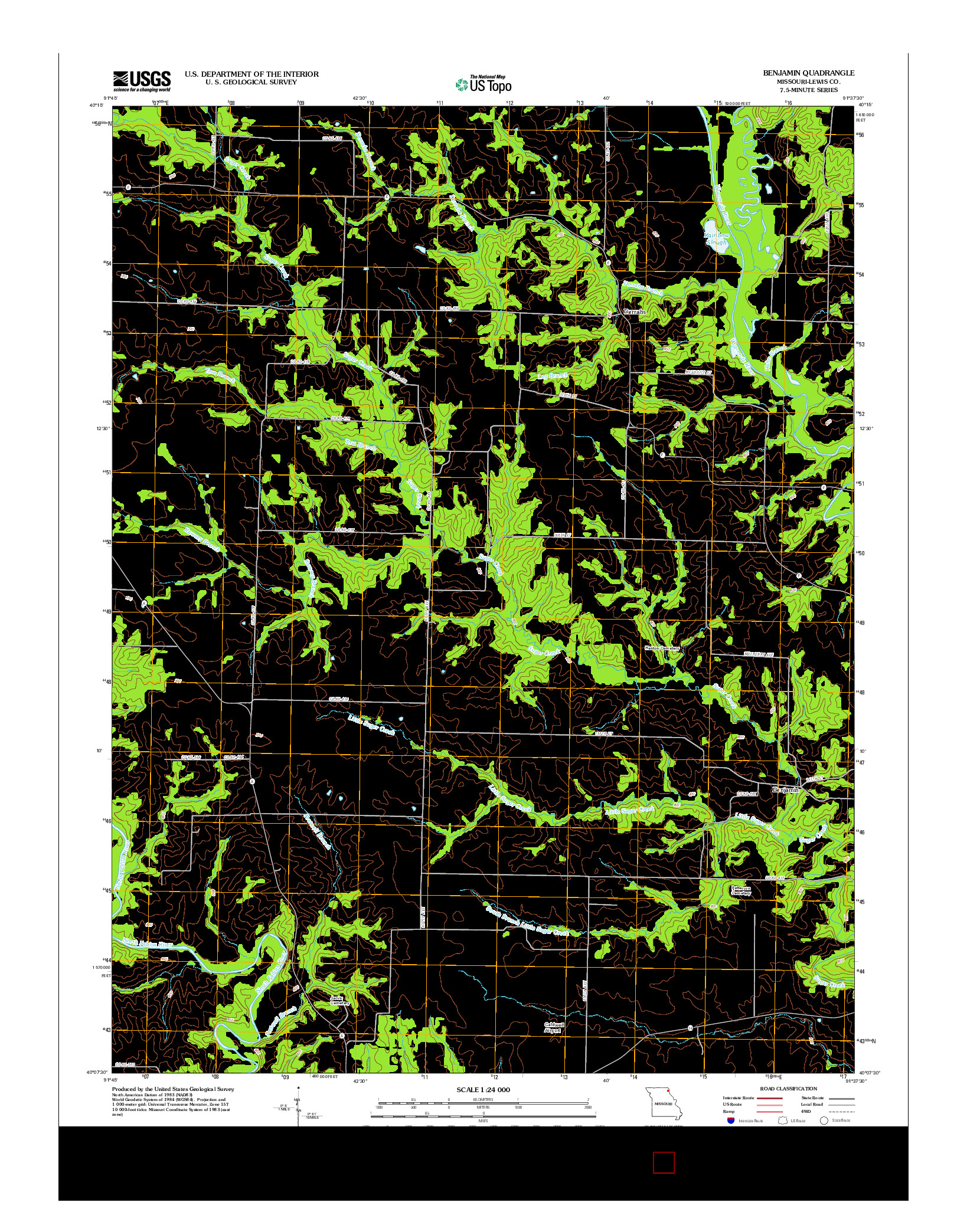 USGS US TOPO 7.5-MINUTE MAP FOR BENJAMIN, MO 2012