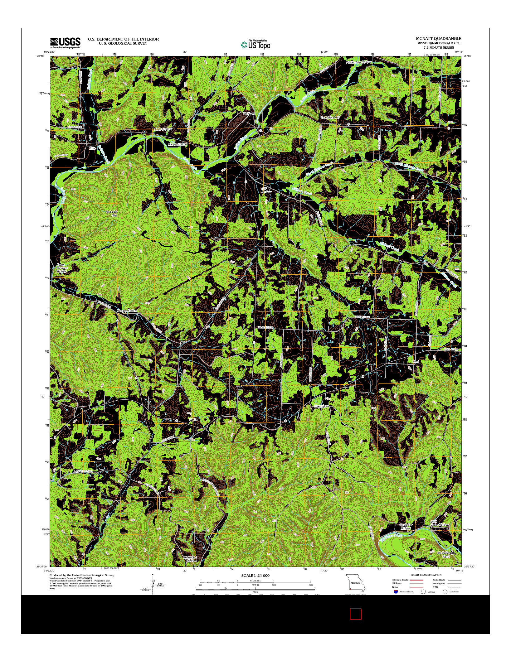 USGS US TOPO 7.5-MINUTE MAP FOR MCNATT, MO 2012
