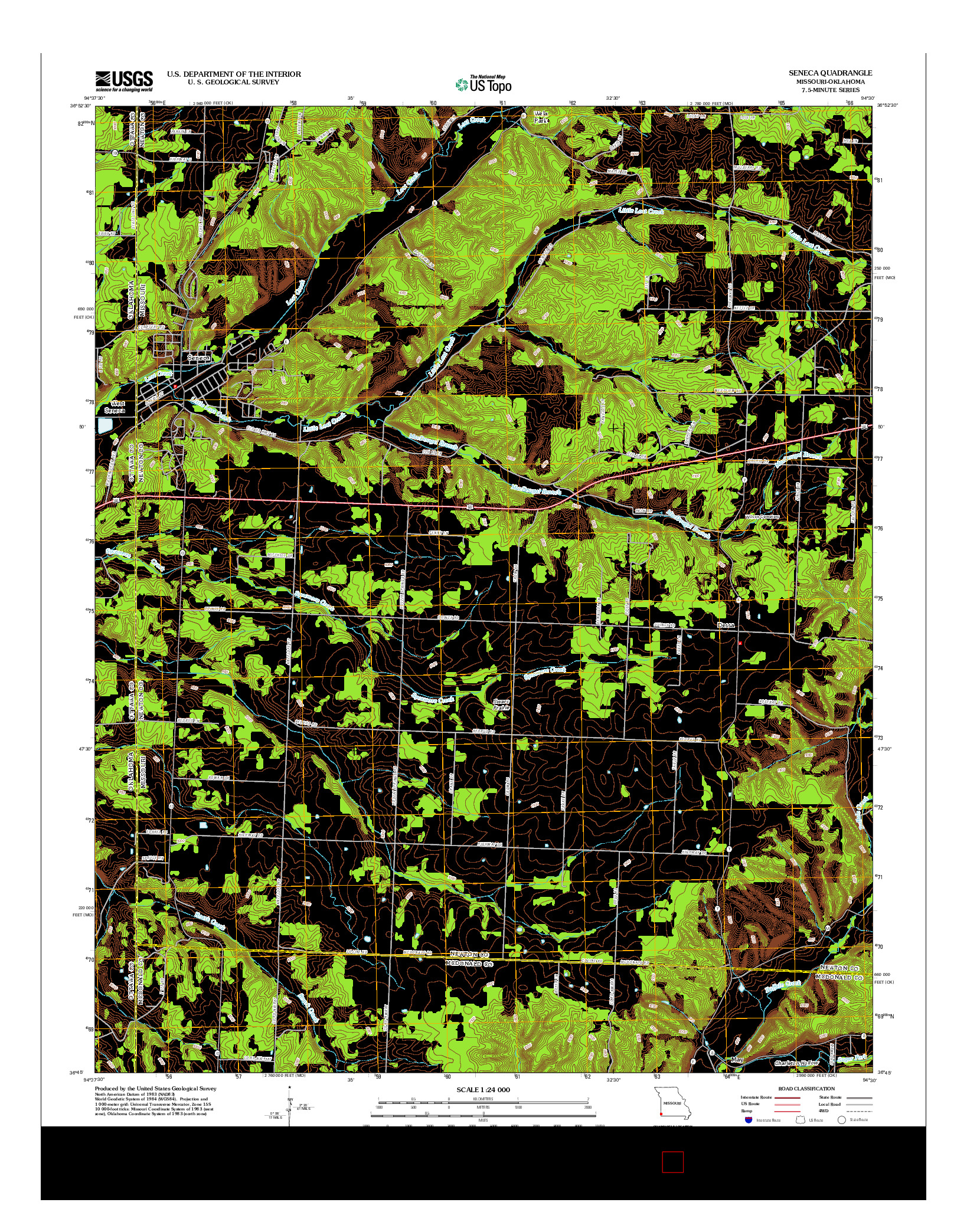 USGS US TOPO 7.5-MINUTE MAP FOR SENECA, MO-OK 2012