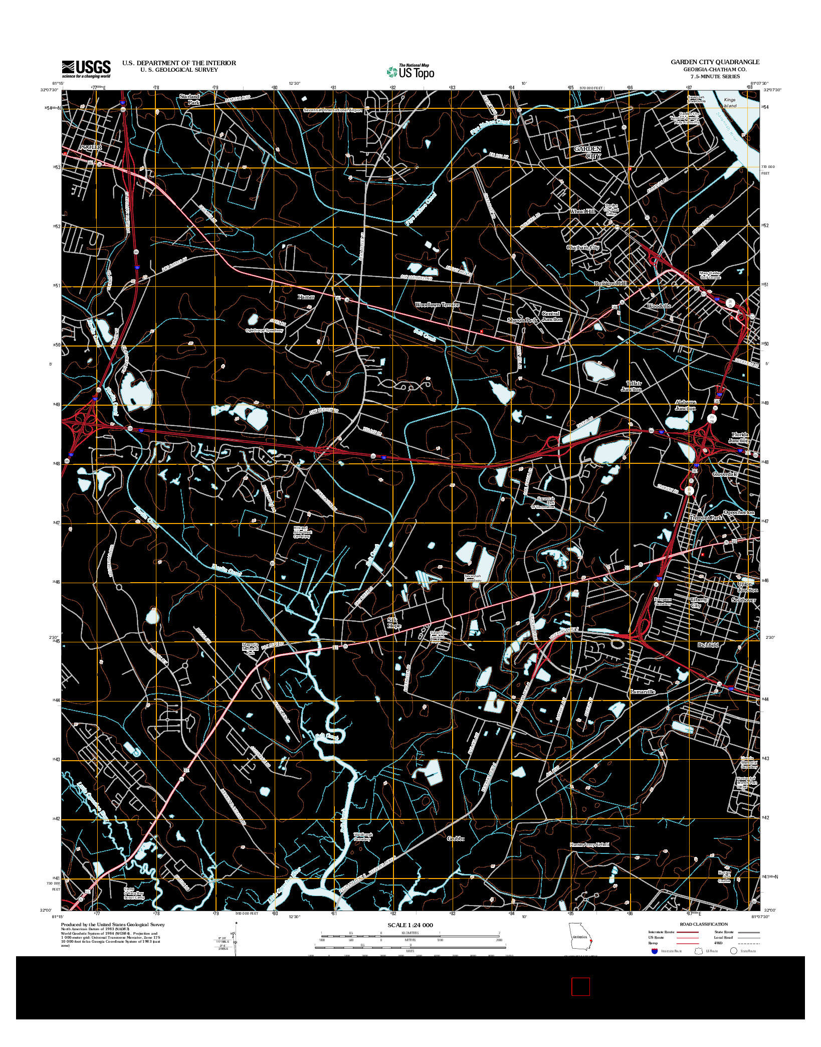 USGS US TOPO 7.5-MINUTE MAP FOR GARDEN CITY, GA 2012