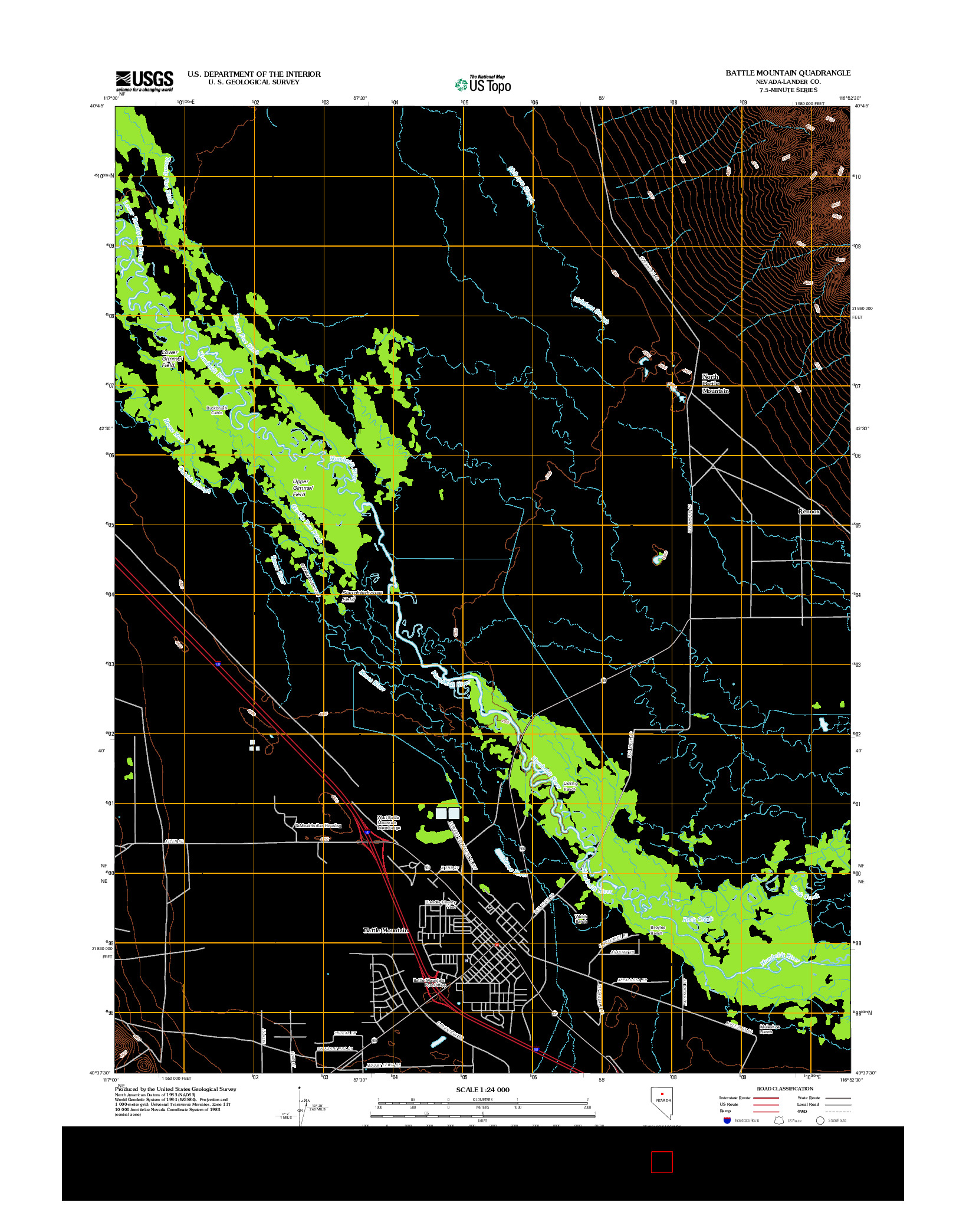 USGS US TOPO 7.5-MINUTE MAP FOR BATTLE MOUNTAIN, NV 2012