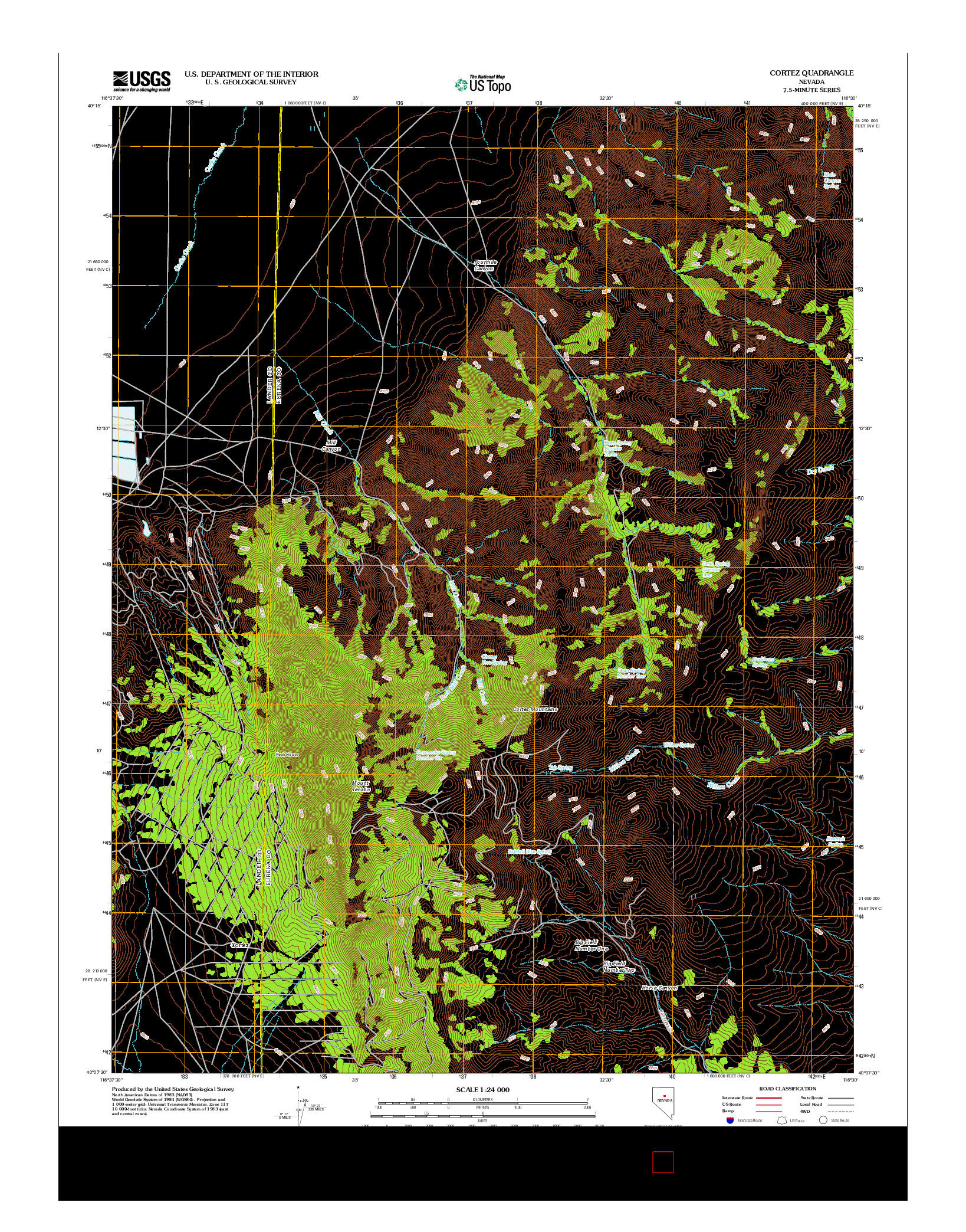 USGS US TOPO 7.5-MINUTE MAP FOR CORTEZ, NV 2012