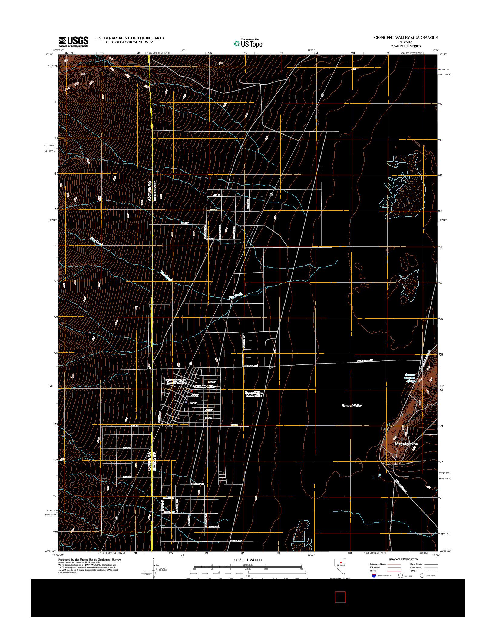 USGS US TOPO 7.5-MINUTE MAP FOR CRESCENT VALLEY, NV 2012