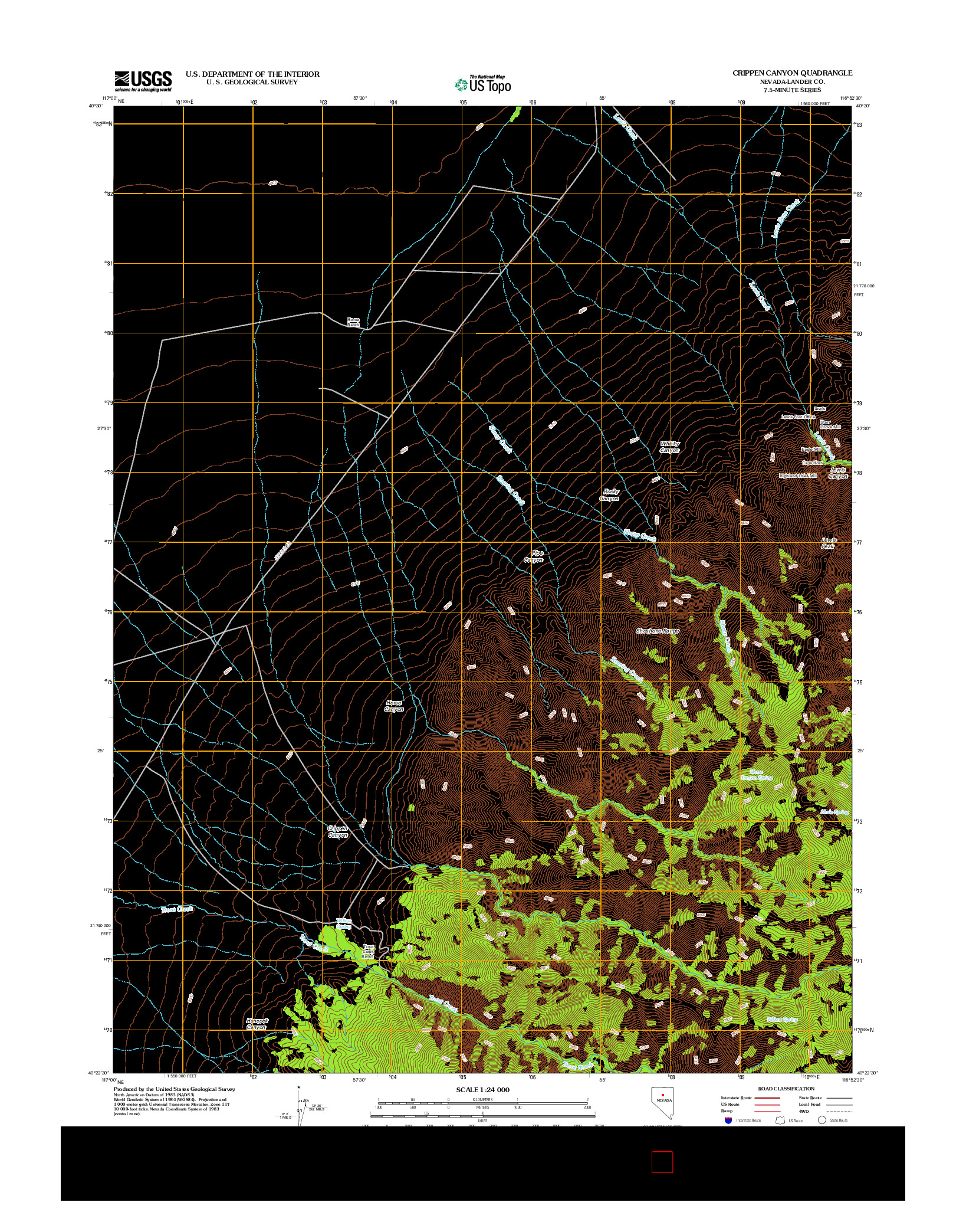 USGS US TOPO 7.5-MINUTE MAP FOR CRIPPEN CANYON, NV 2012