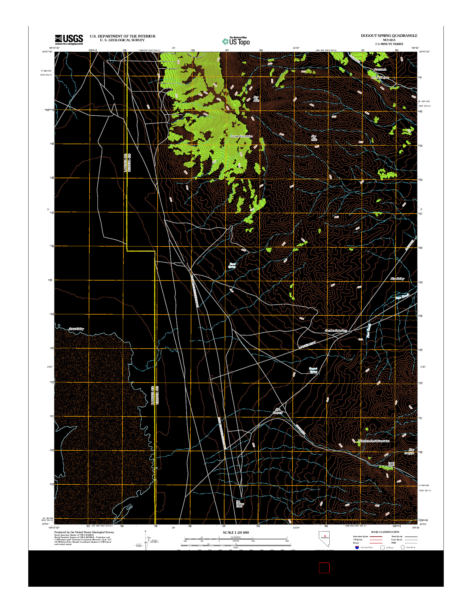 USGS US TOPO 7.5-MINUTE MAP FOR DUGOUT SPRING, NV 2012