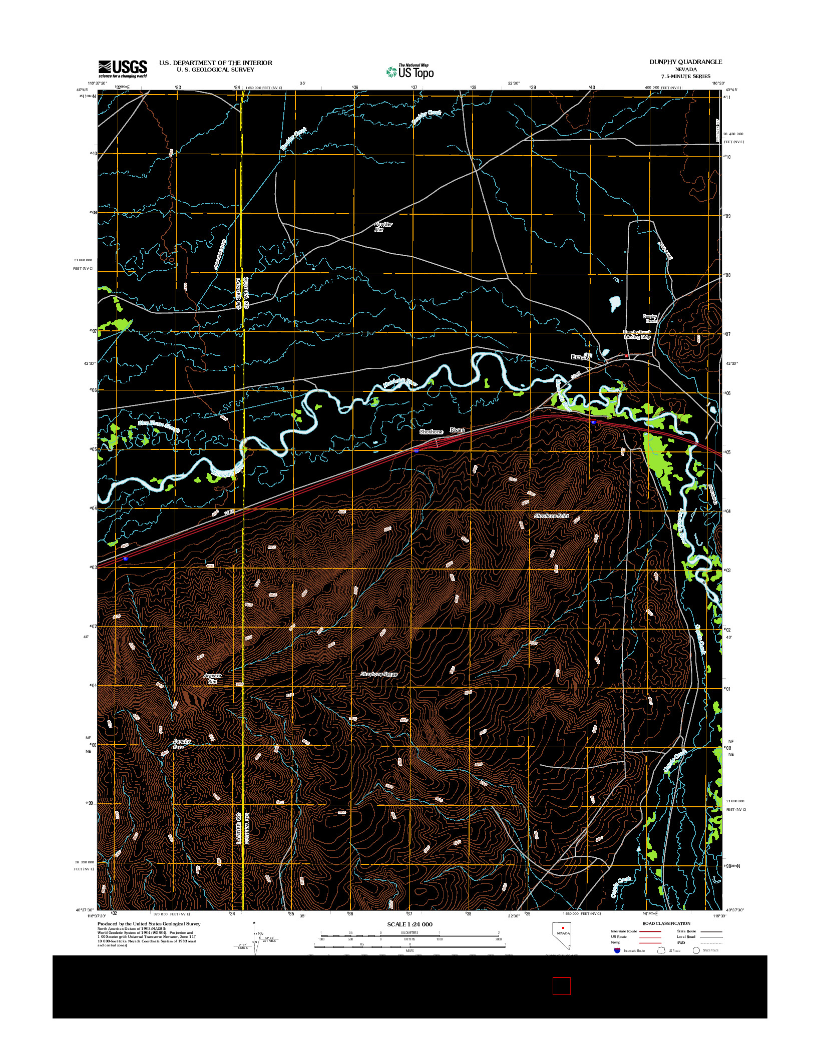 USGS US TOPO 7.5-MINUTE MAP FOR DUNPHY, NV 2012