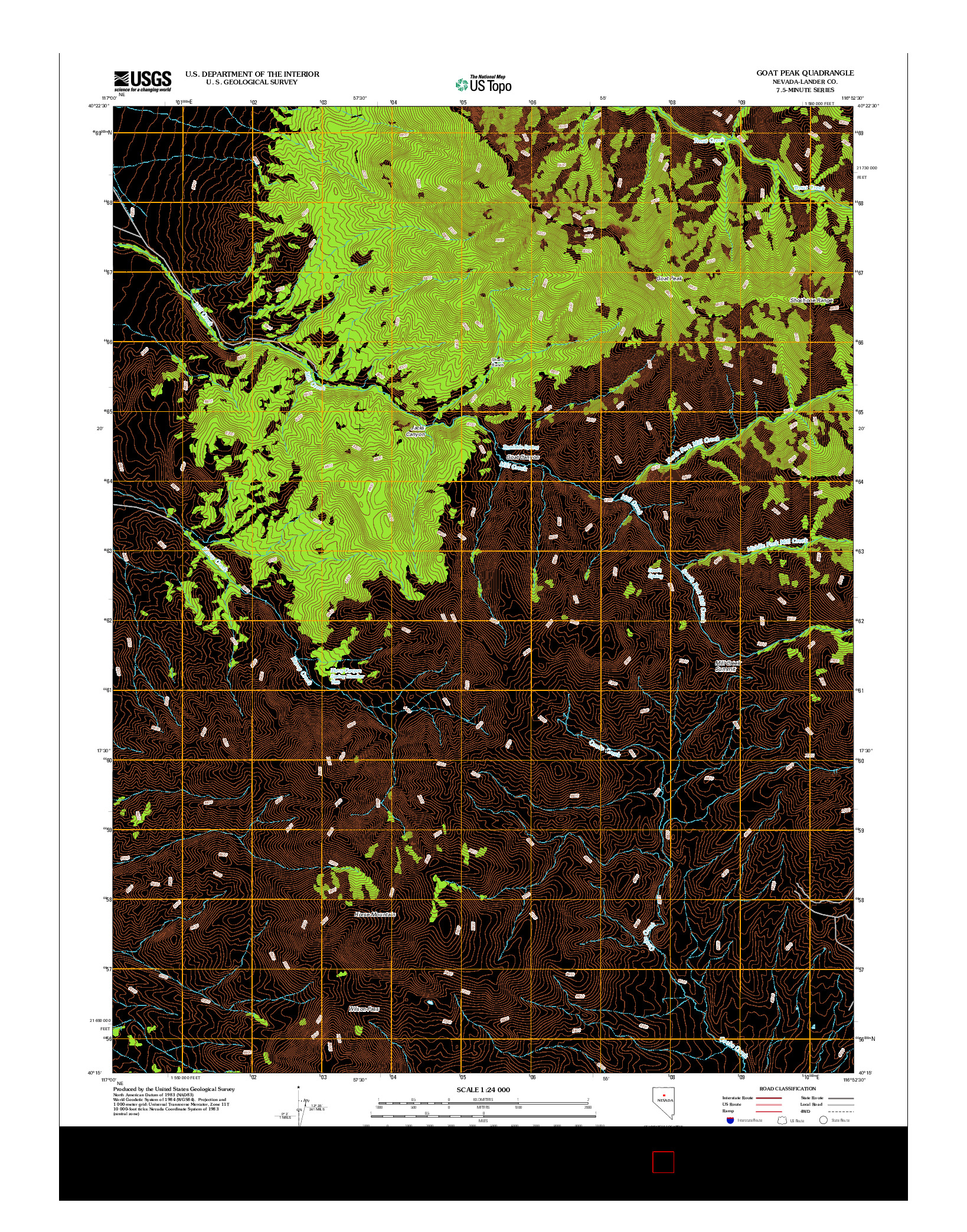 USGS US TOPO 7.5-MINUTE MAP FOR GOAT PEAK, NV 2012