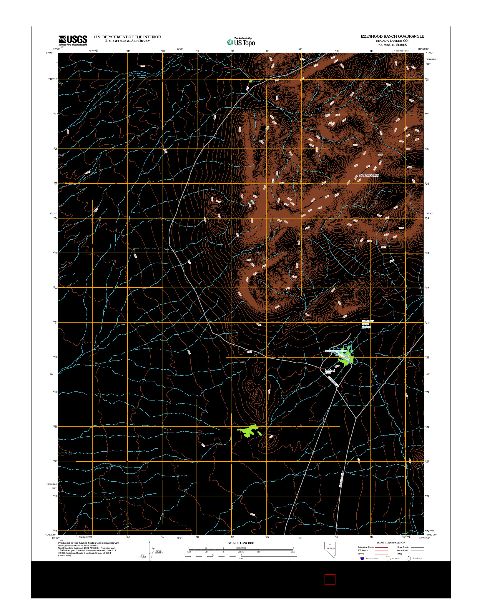 USGS US TOPO 7.5-MINUTE MAP FOR IZZENHOOD RANCH, NV 2012