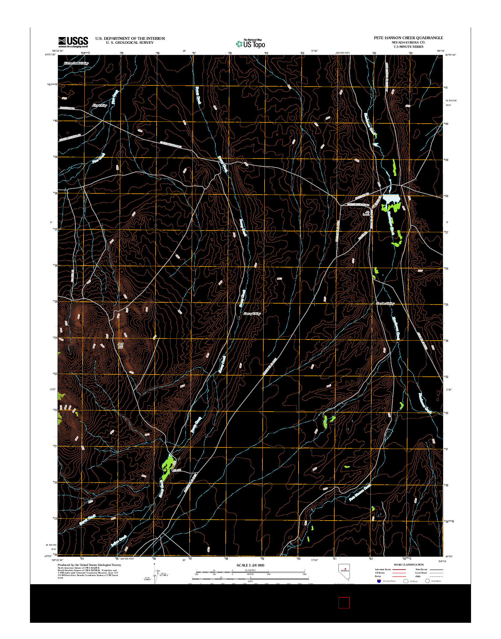 USGS US TOPO 7.5-MINUTE MAP FOR PETE HANSON CREEK, NV 2012