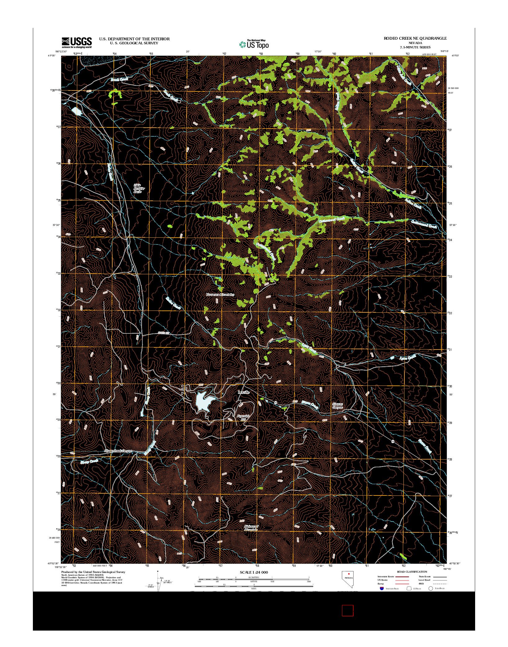 USGS US TOPO 7.5-MINUTE MAP FOR RODEO CREEK NE, NV 2012