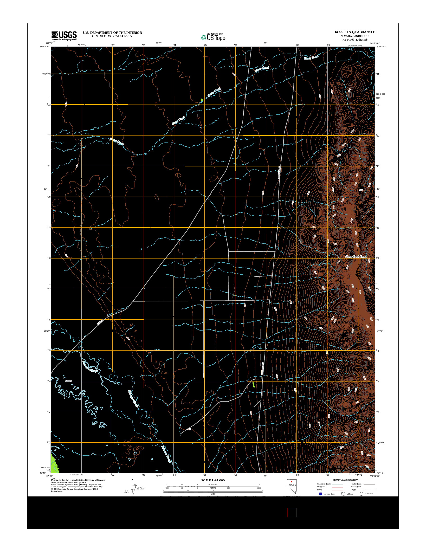 USGS US TOPO 7.5-MINUTE MAP FOR RUSSELLS, NV 2012