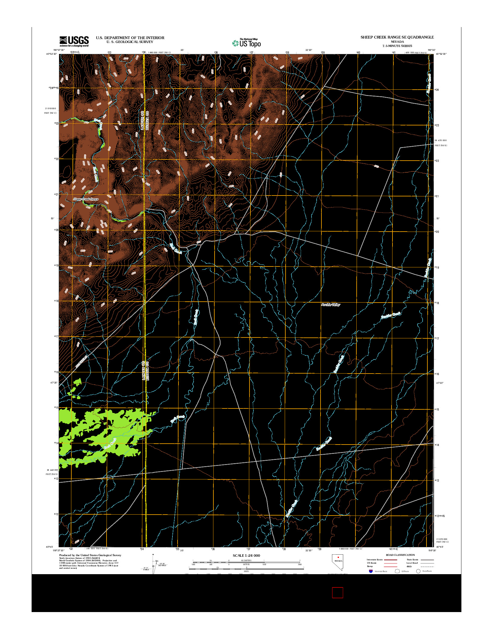 USGS US TOPO 7.5-MINUTE MAP FOR SHEEP CREEK RANGE SE, NV 2012