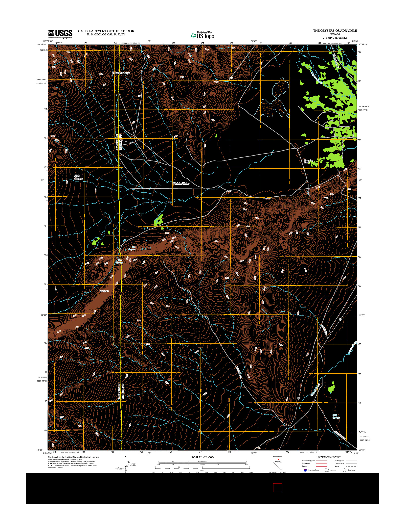 USGS US TOPO 7.5-MINUTE MAP FOR THE GEYSERS, NV 2012