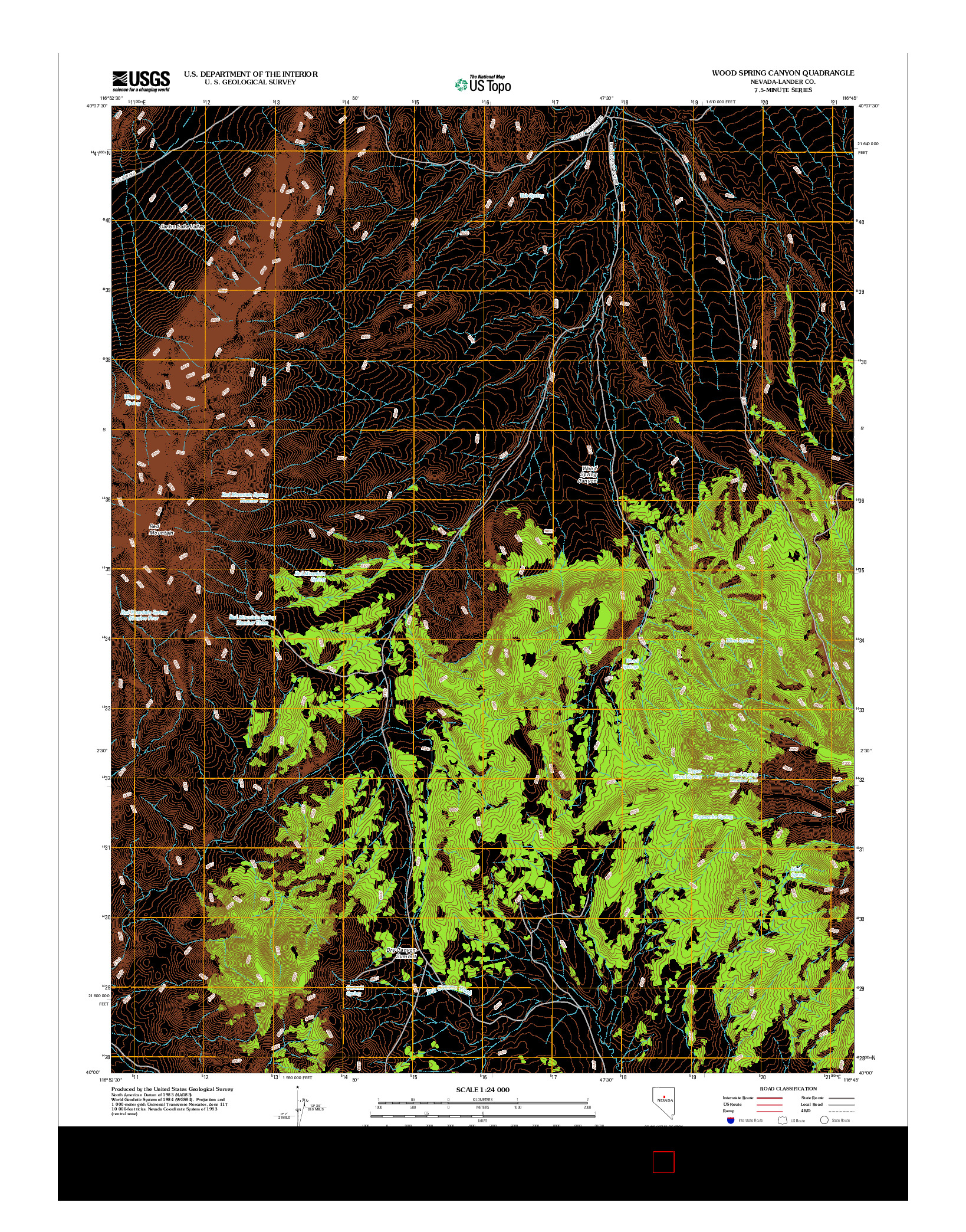 USGS US TOPO 7.5-MINUTE MAP FOR WOOD SPRING CANYON, NV 2012