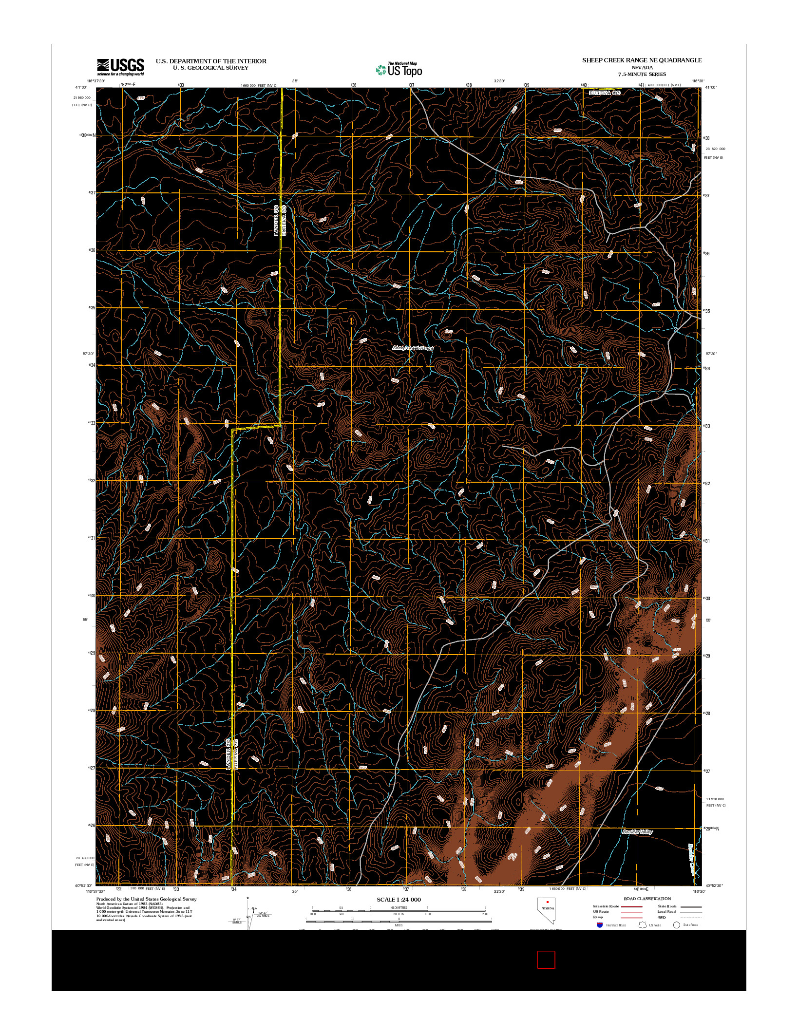 USGS US TOPO 7.5-MINUTE MAP FOR SHEEP CREEK RANGE NE, NV 2012